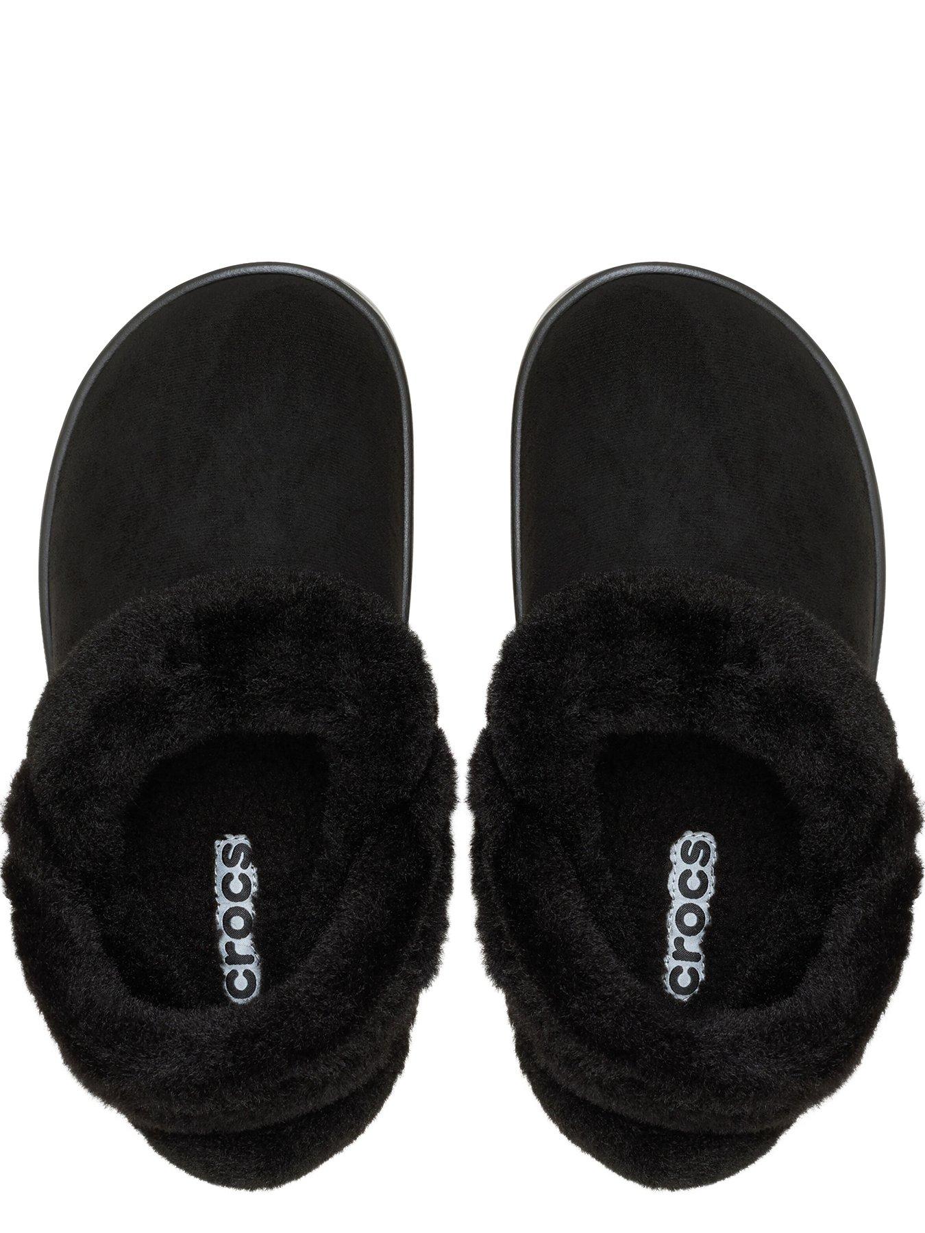 Image 4 of 6 of Crocs Womens Classic Unfurgettable Fuzzy Lined Clogs - Black