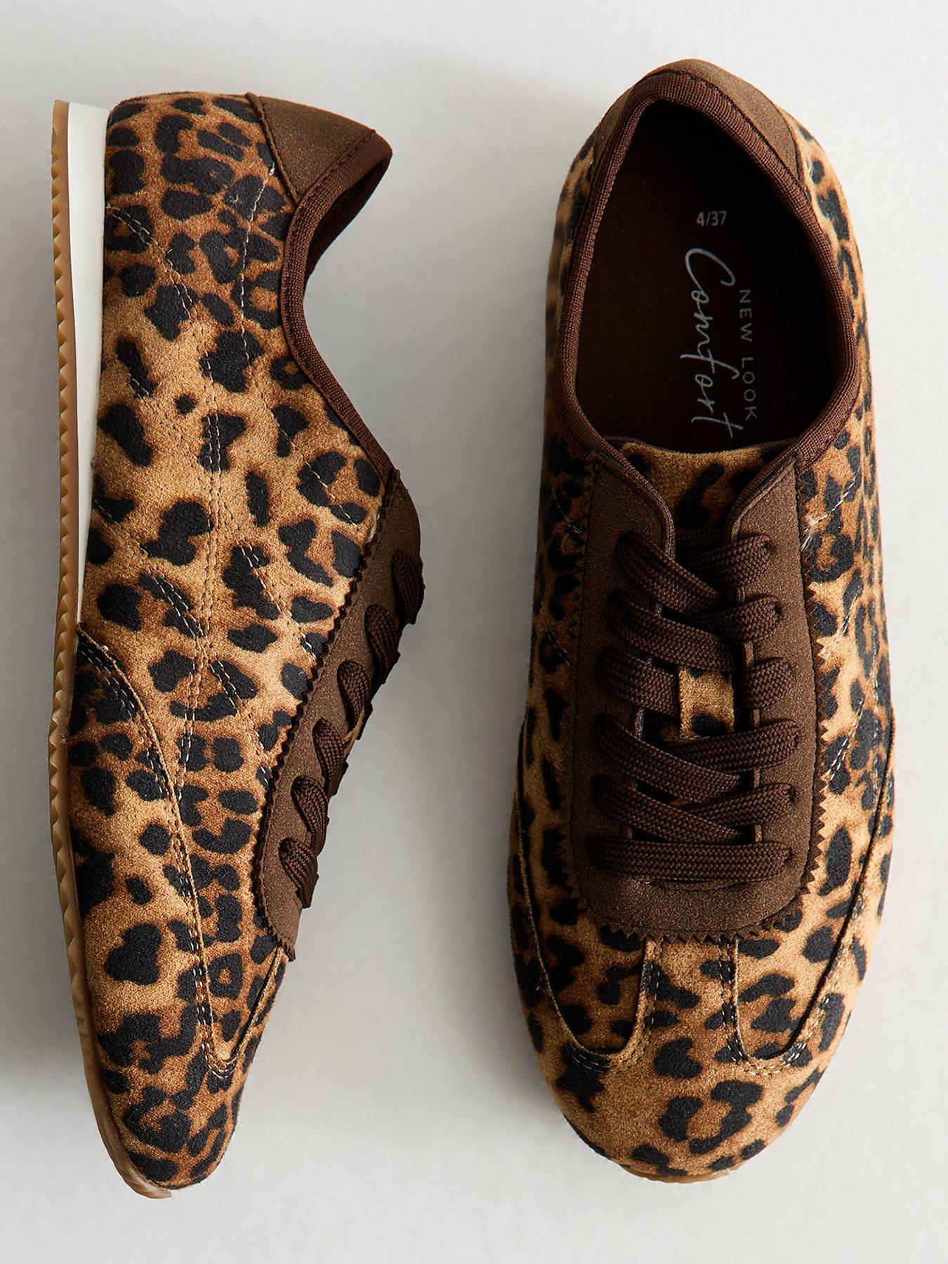 Image 4 of 5 of New Look Leopard Print Faux Suede Trainers