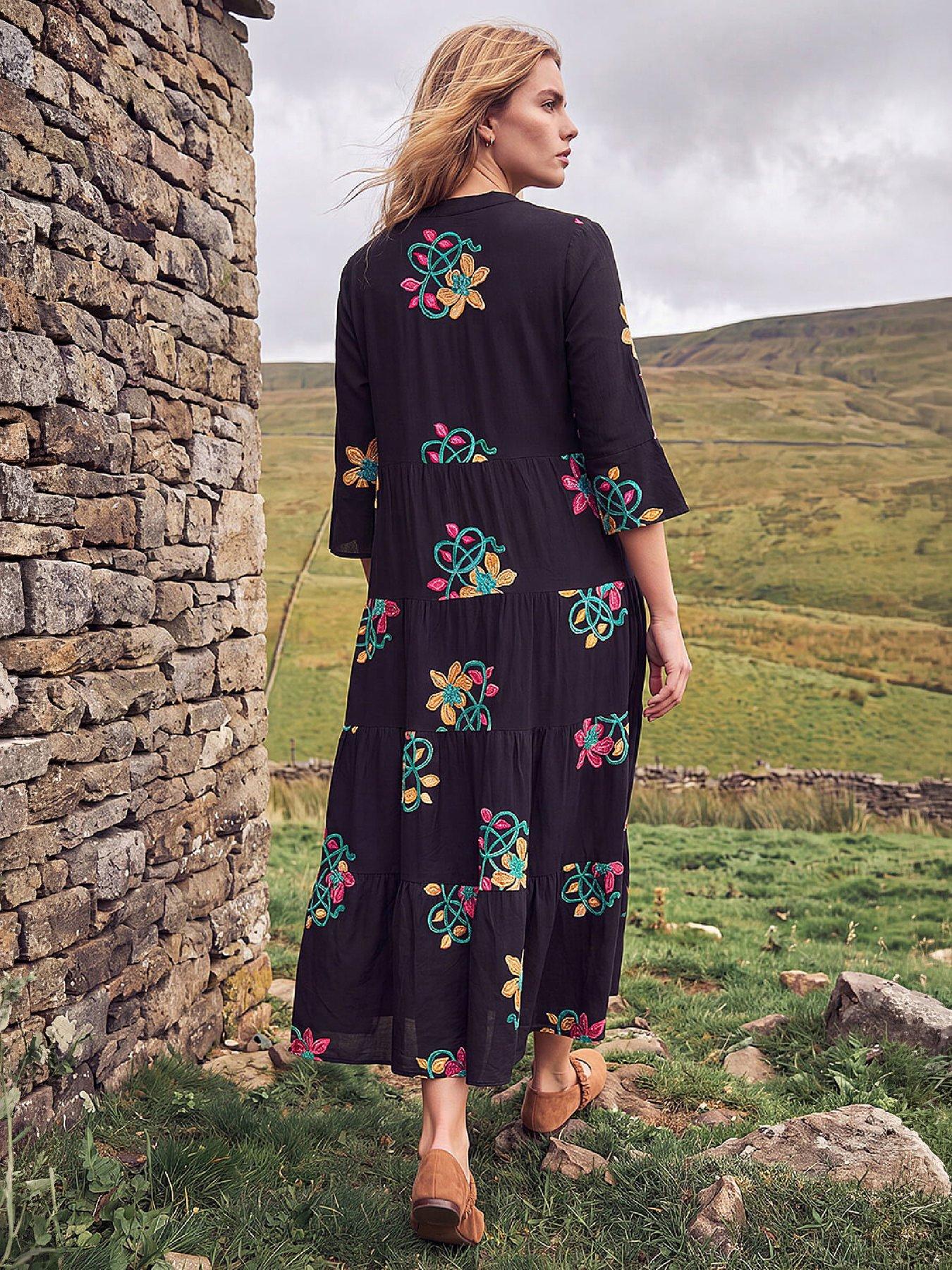 Image 2 of 4 of Roman Embroidered Floral Tiered Dress