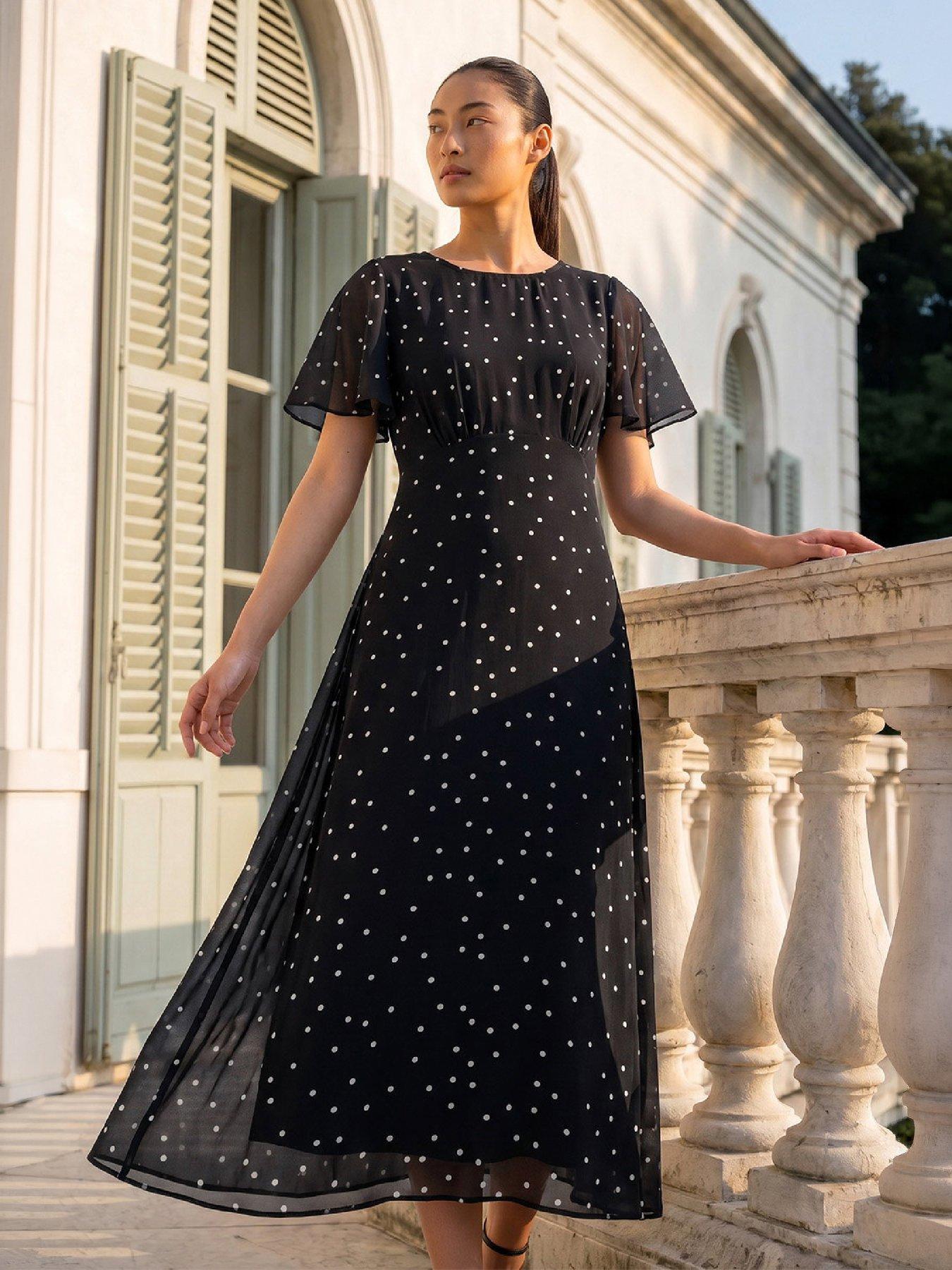 Roman Petite Spot Dot Chiffon Dress