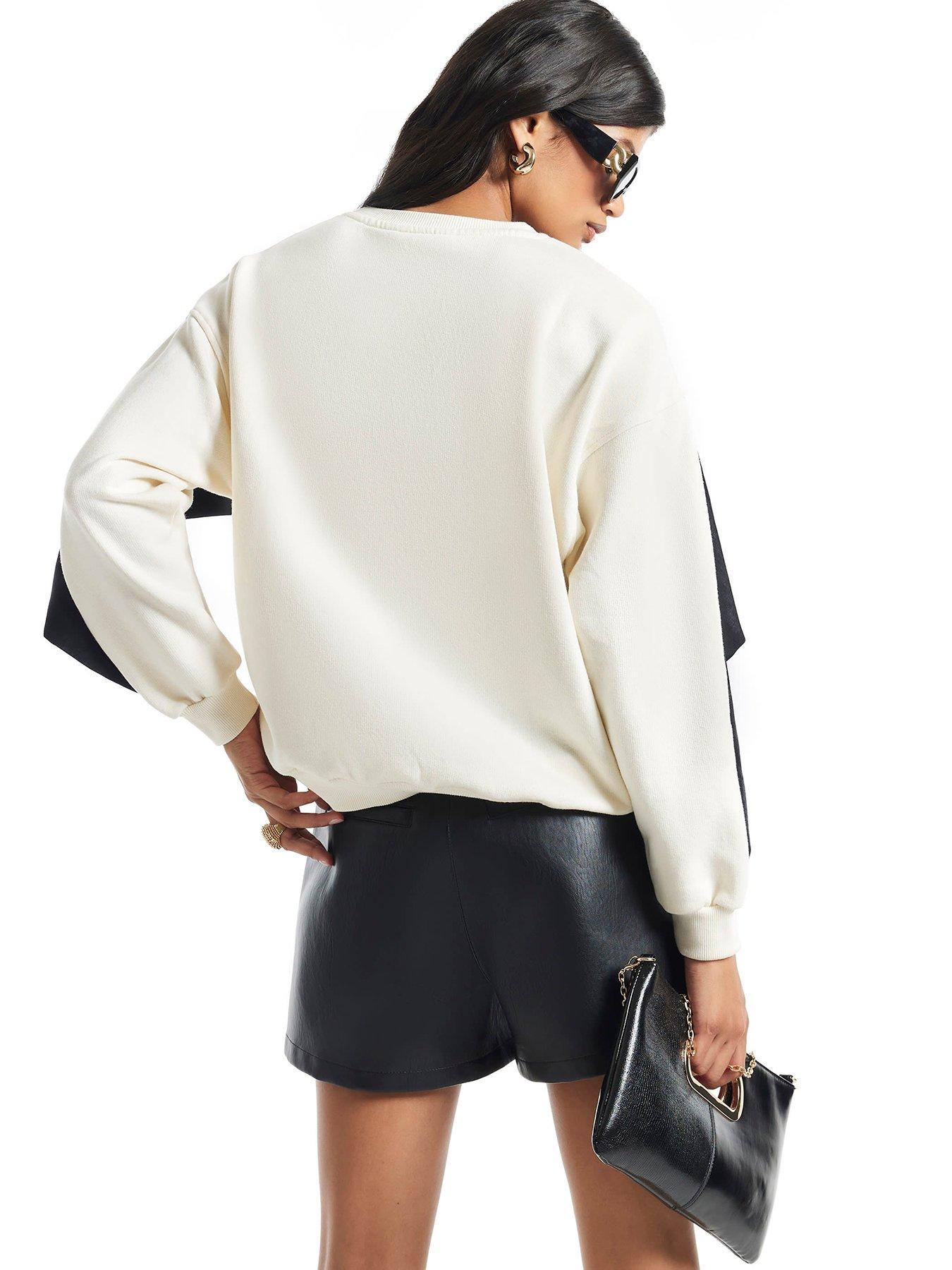 Image 2 of 6 of River Island Womens Oversized Contrast Bow Sweatshirt - Cream