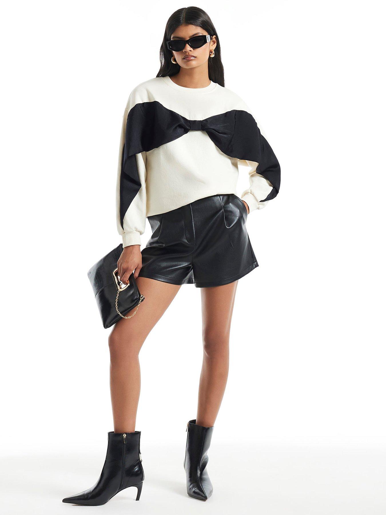 Image 3 of 6 of River Island Womens Oversized Contrast Bow Sweatshirt - Cream
