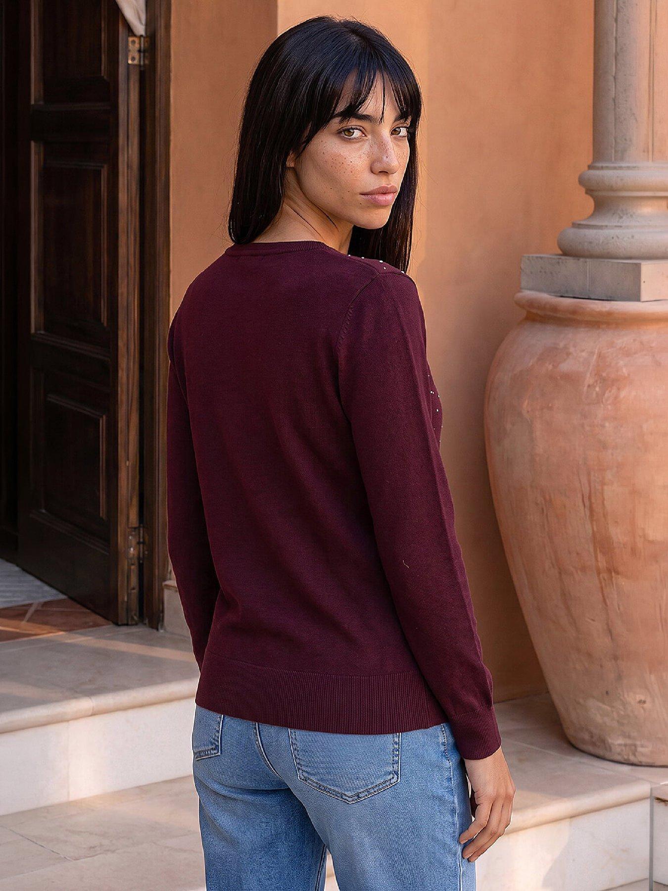 Image 4 of 4 of Roman Petite Faux Pearl Hotfix Knit Jumper