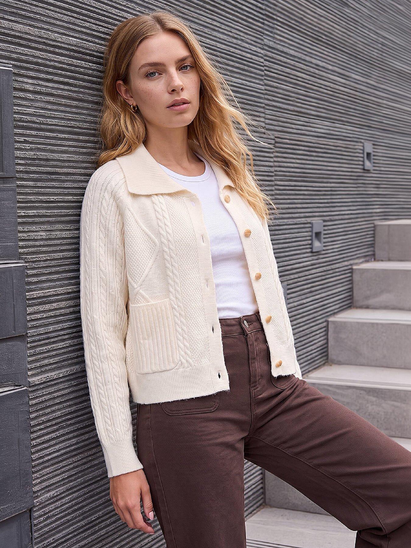 Roman Women's Ivory Chunky Cable Cardigan In | Size: 18 - Image 2