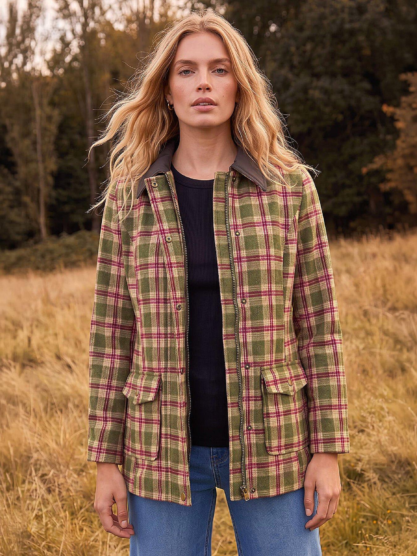 Roman Women's Green Petite Check Contrast Coat In Size 14 - Image 2