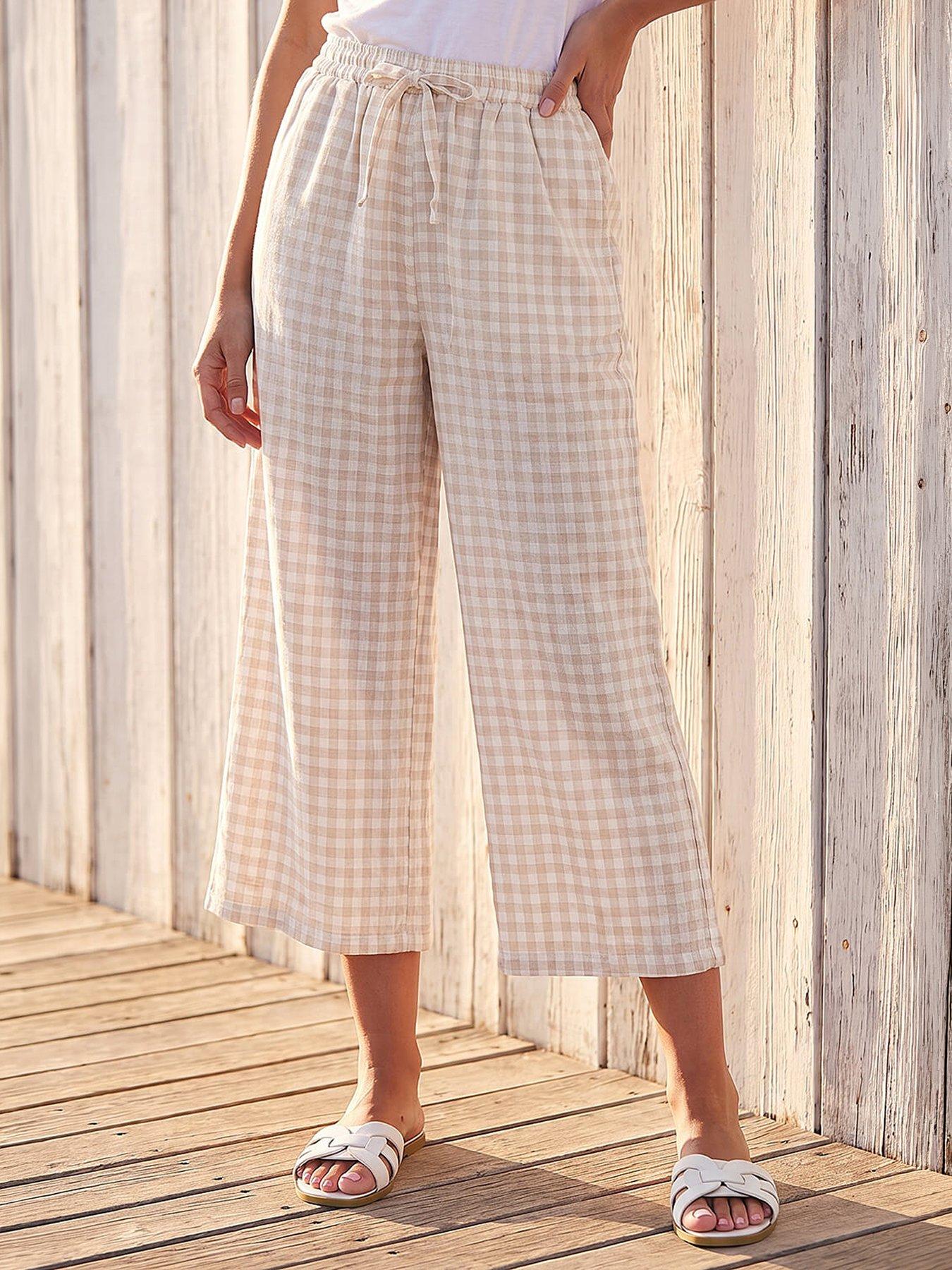 Image 1 of 4 of Roman Gingham Crop Leg Trouser