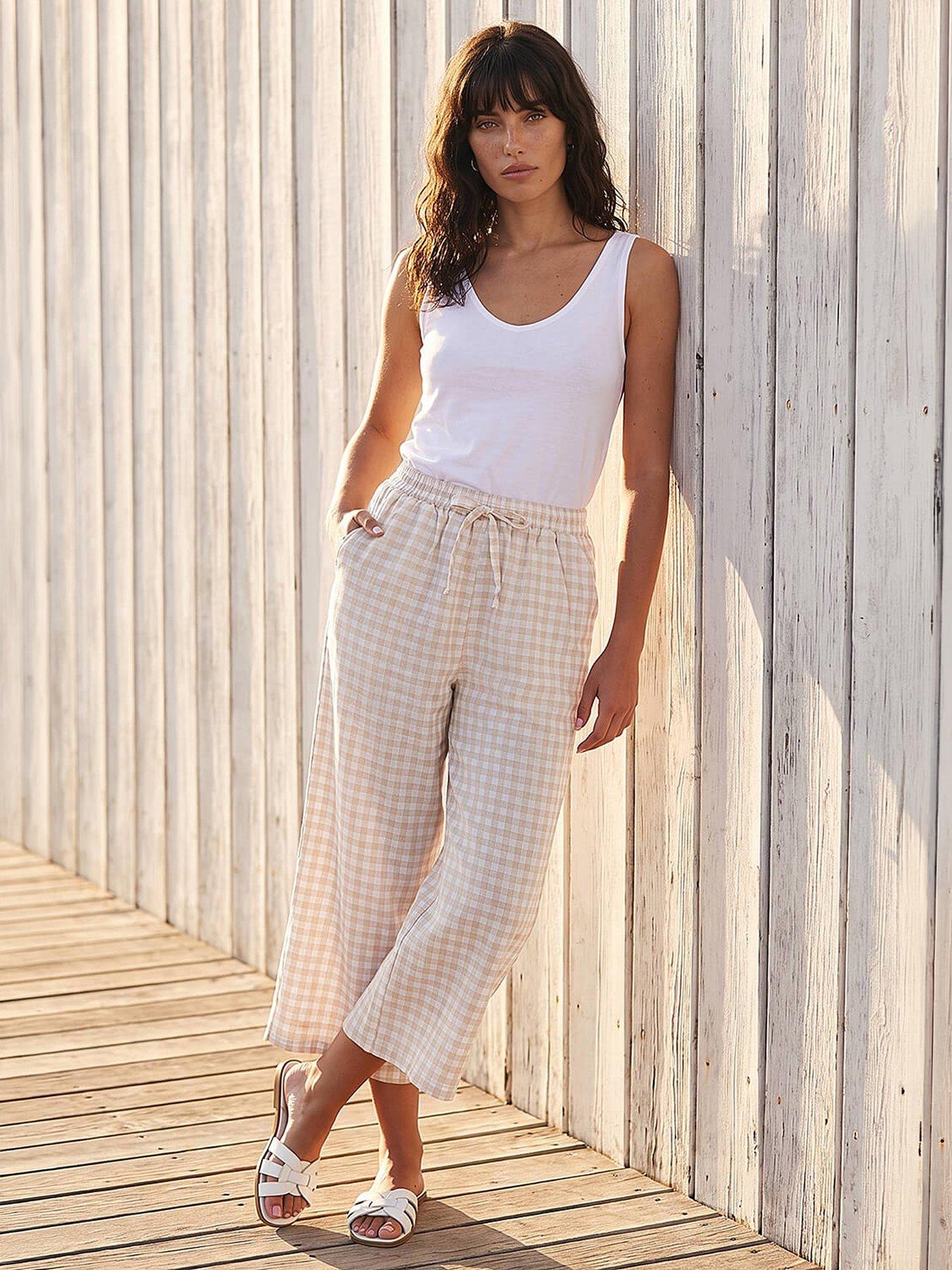 Image 4 of 4 of Roman Gingham Crop Leg Trouser
