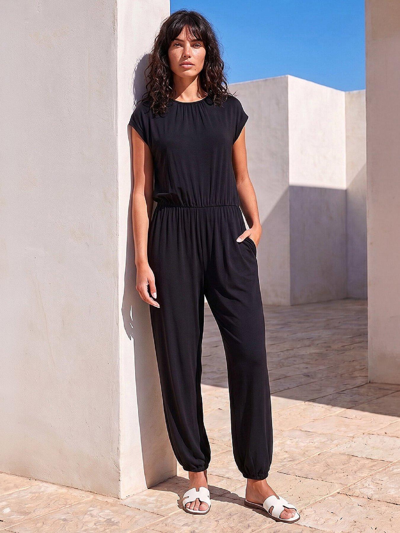 Roman Women's Black Elasticated Waist Jumpsuit Size 16 - Image 4