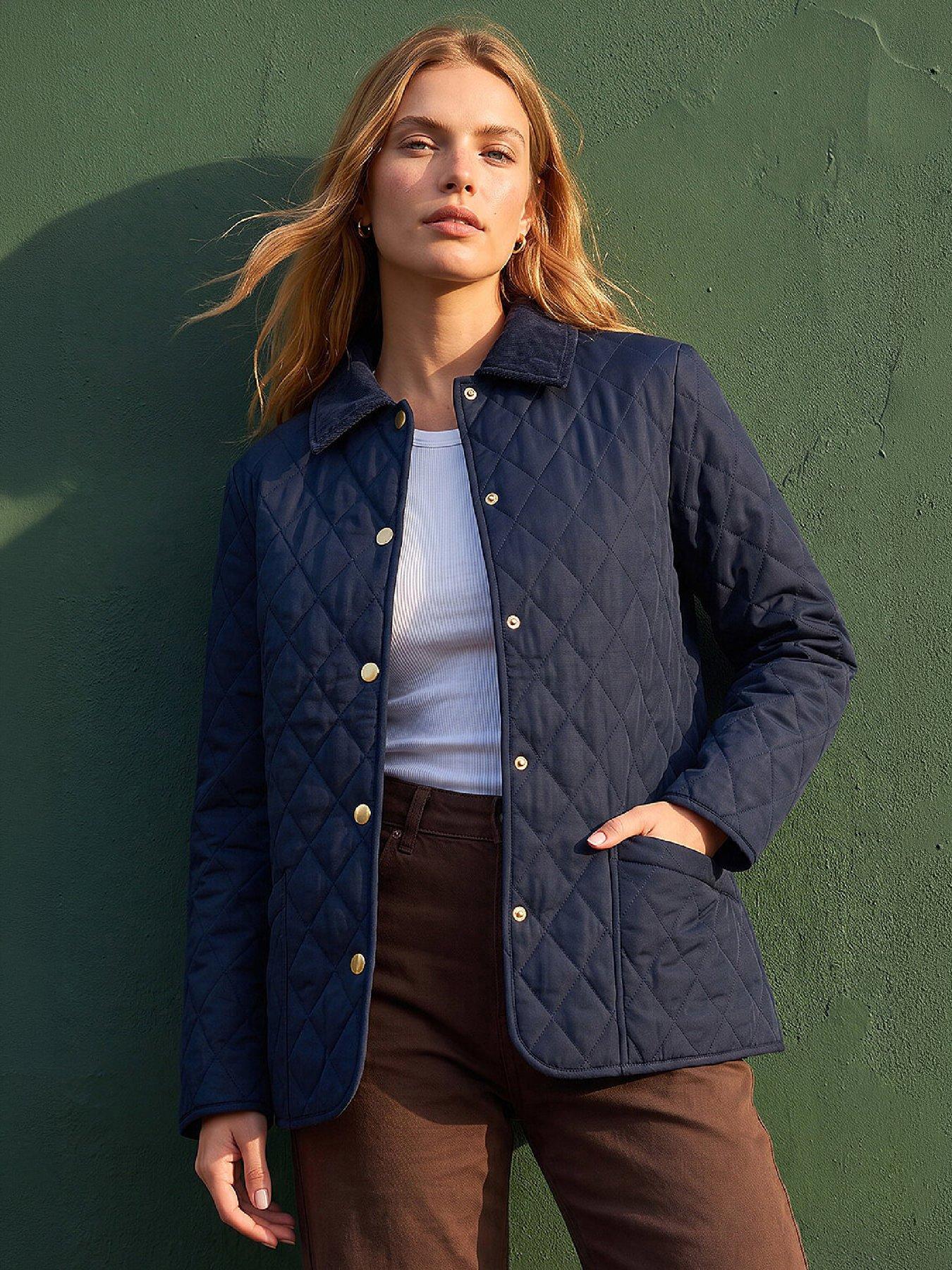 Roman Women's Navy Quilted Collar Jacket In | : Size 10 - Image 7
