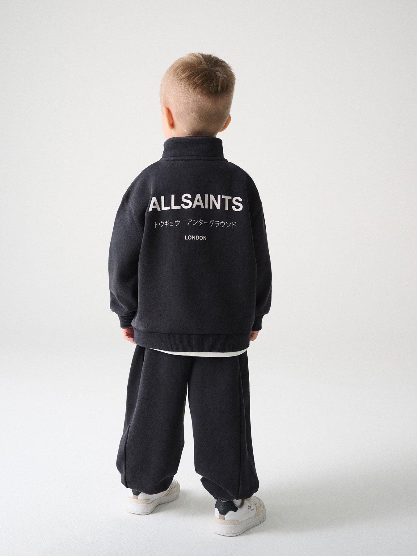 Image 2 of 7 of smALLSAINTS Younger Boys Underground Funnel Neck Sweat Top &amp; Joggers - Washed Black