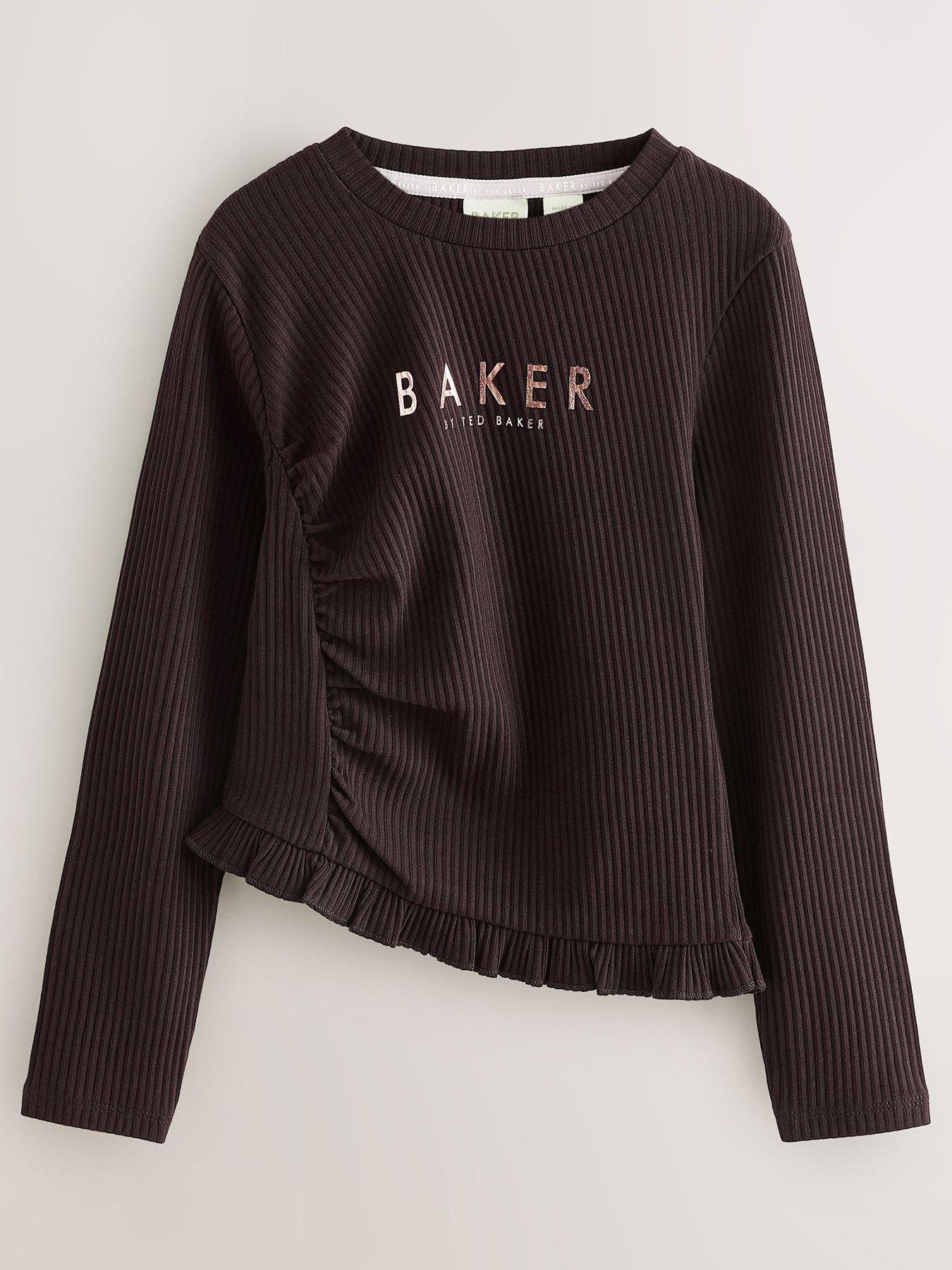 Image 2 of 7 of Ted Baker Girls 3 Pack Asymmetric Ribbed Long Sleeve Tops - Multi