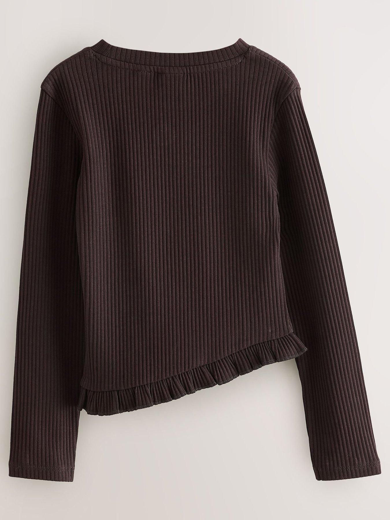 Image 3 of 7 of Ted Baker Girls 3 Pack Asymmetric Ribbed Long Sleeve Tops - Multi