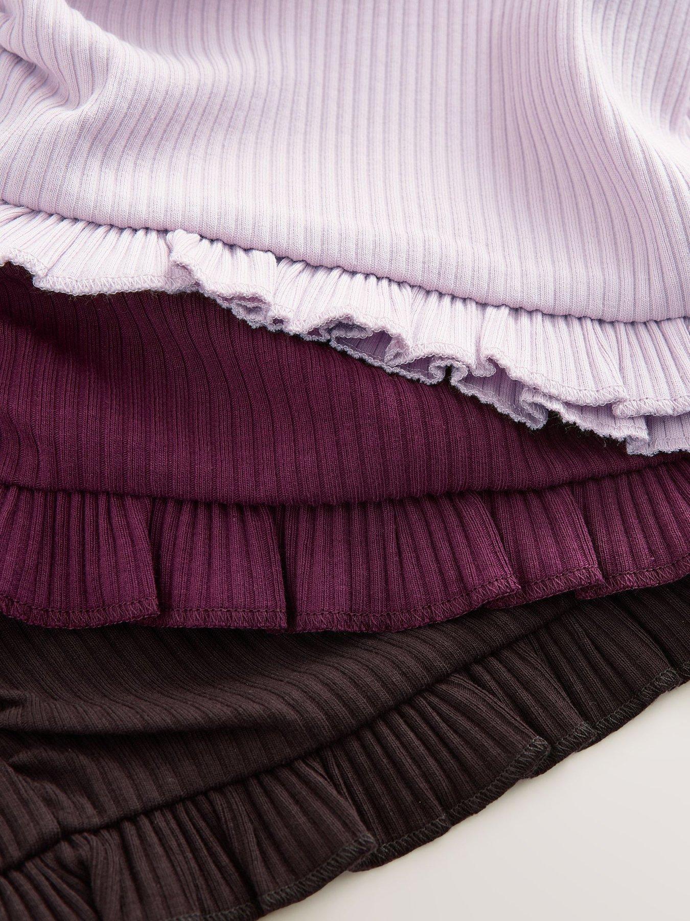 Image 5 of 7 of Ted Baker Girls 3 Pack Asymmetric Ribbed Long Sleeve Tops - Multi