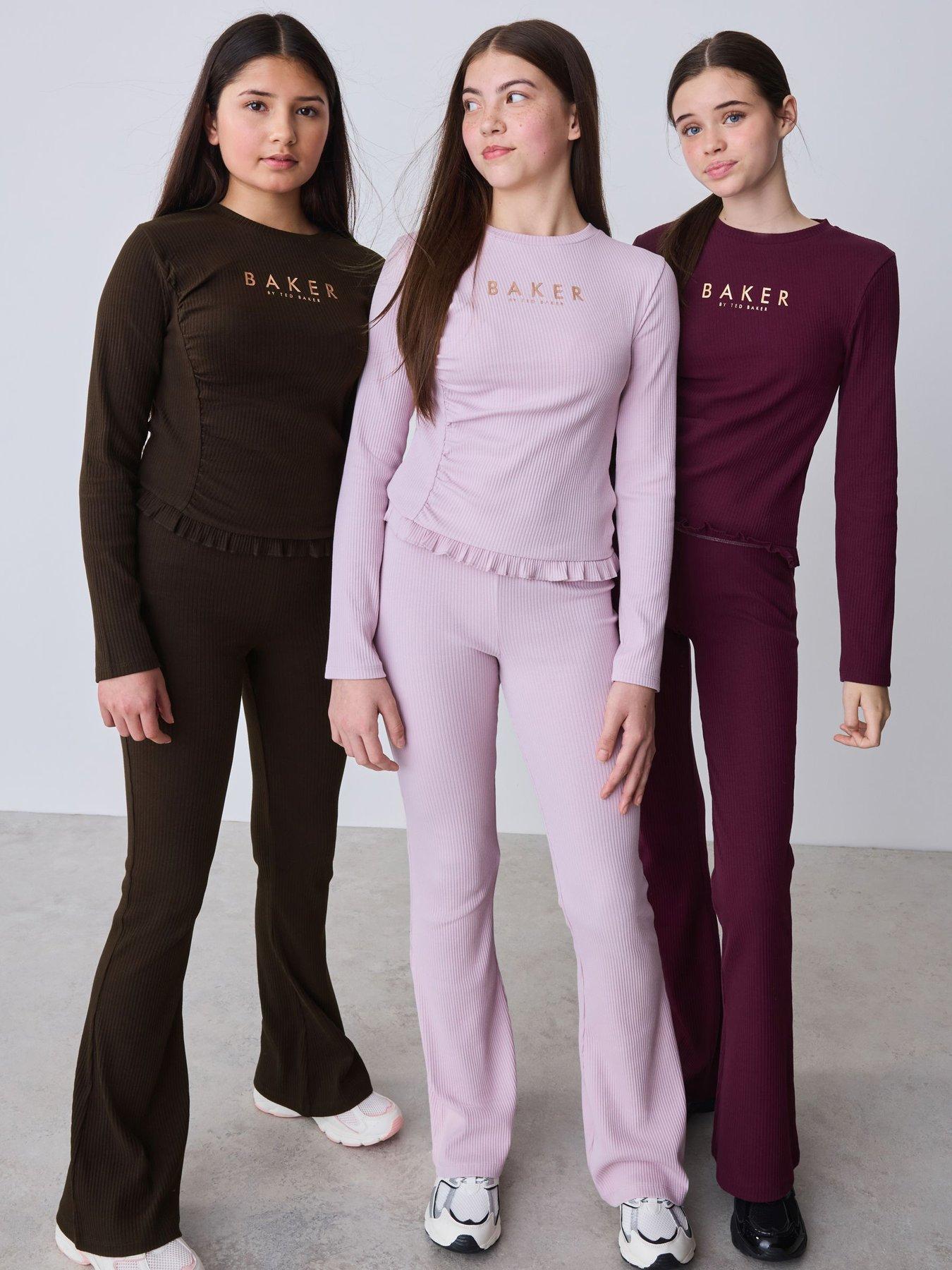 Image 1 of 7 of Ted Baker Girls 3 Pack Ribbed Flares Leggings - Multi