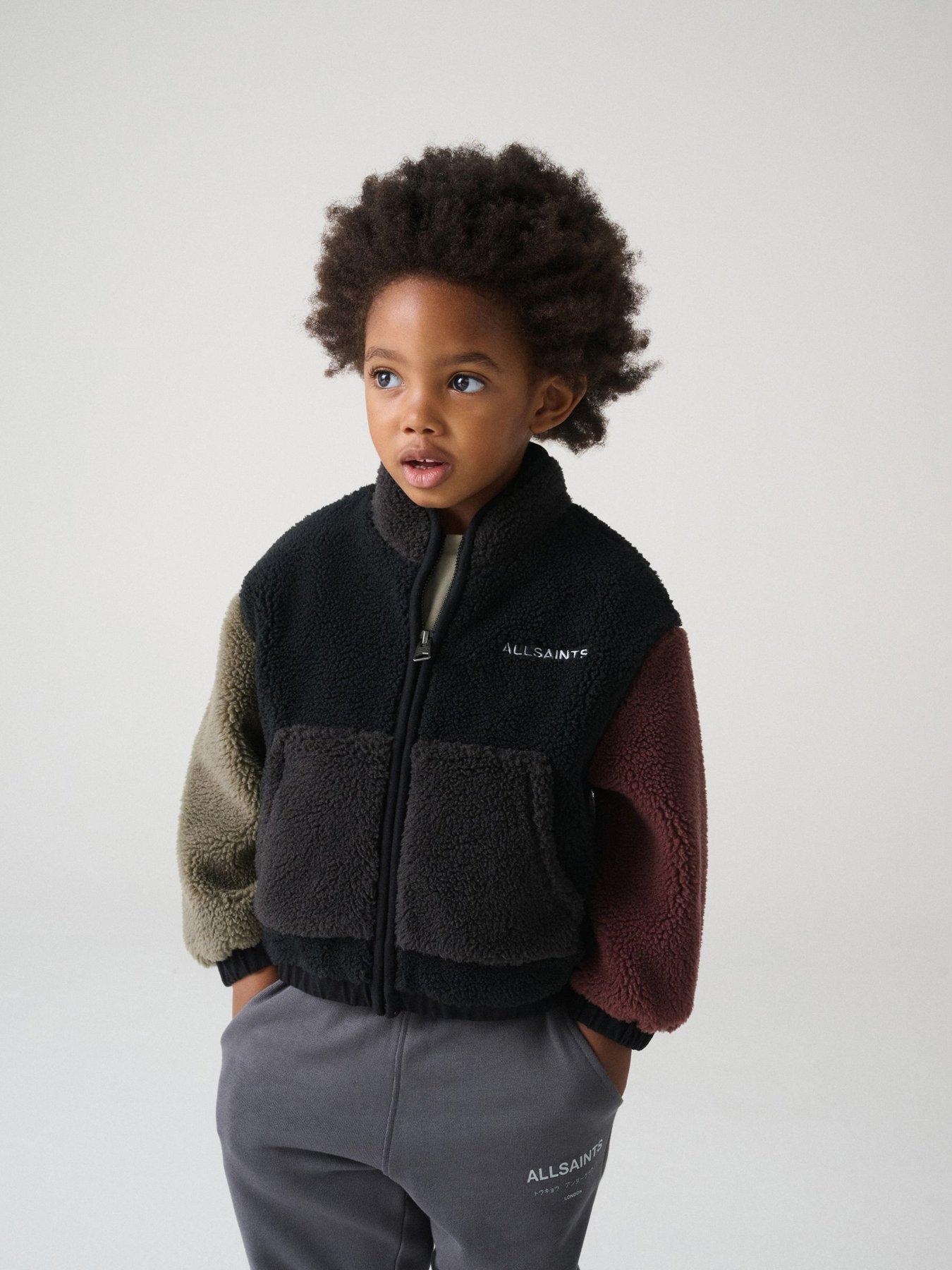 Image 1 of 5 of smALLSAINTS Boys Colour Block Borg Fleece Jacket - Black