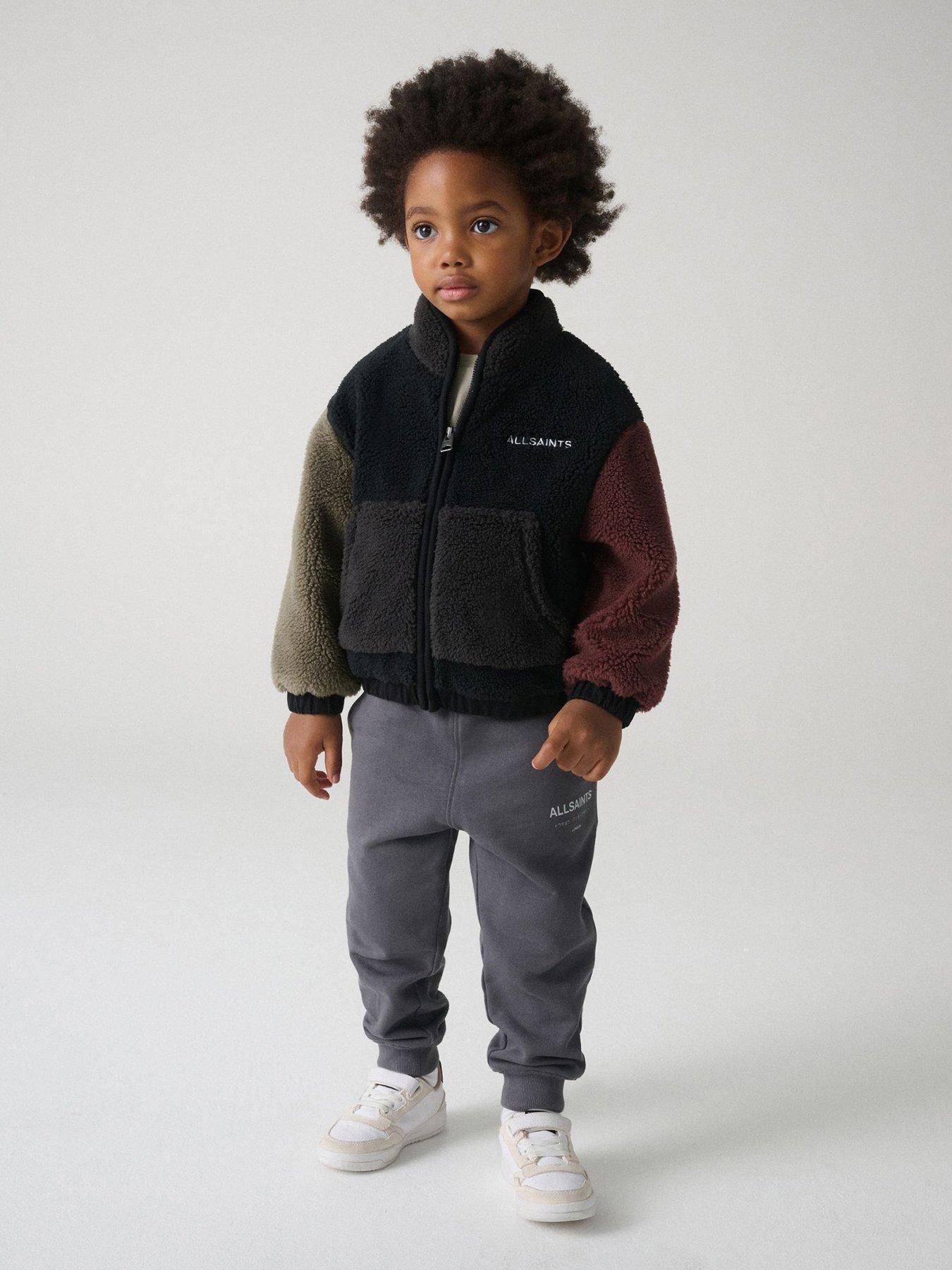 Image 2 of 5 of smALLSAINTS Boys Colour Block Borg Fleece Jacket - Black