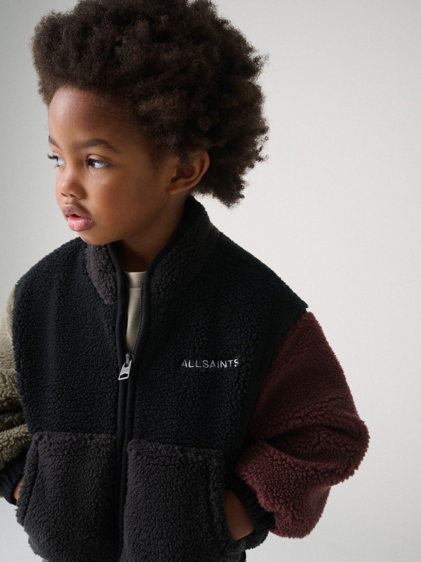 Image 4 of 5 of smALLSAINTS Boys Colour Block Borg Fleece Jacket - Black