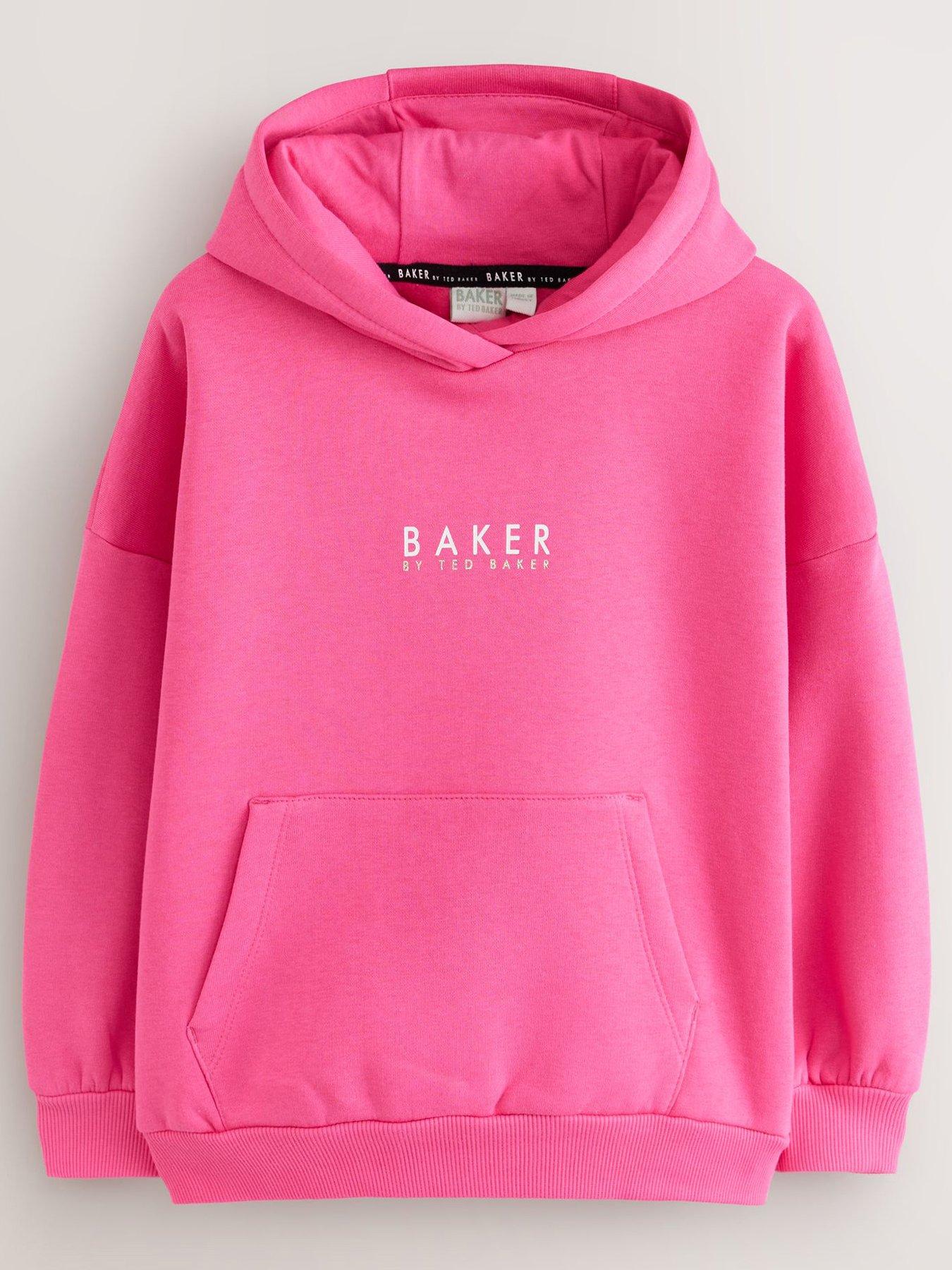 Image 2 of 7 of Ted Baker Girls Oversized Graphic Hoodie - Fuchsia Pink