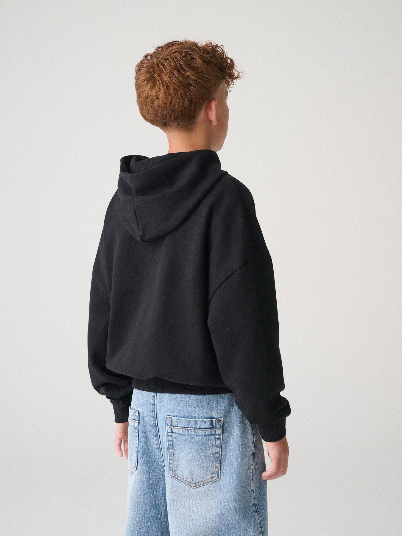Image 3 of 7 of smALLSAINTS Boys Motive Printed Cotton Hoodie - Black