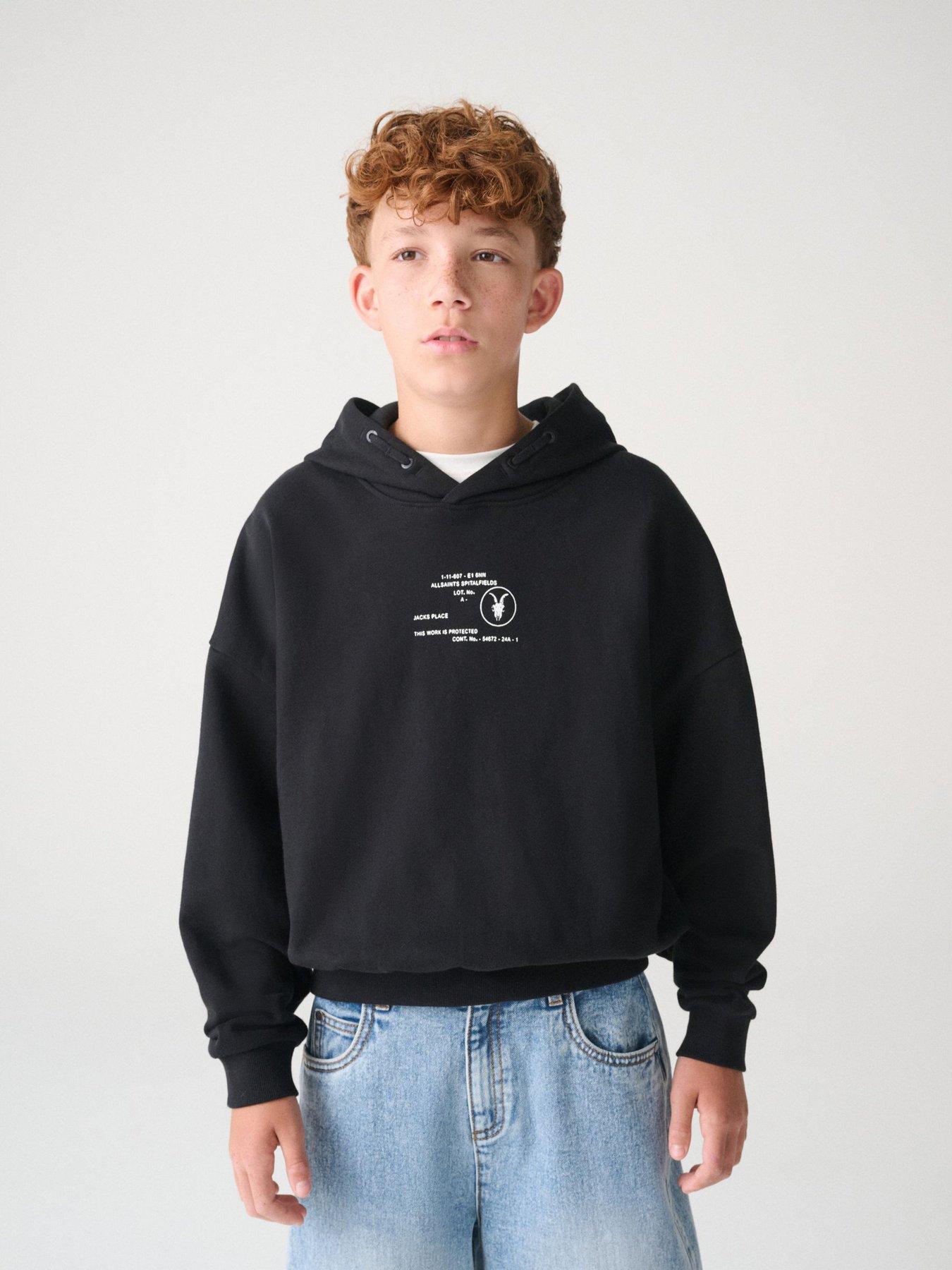 Image 4 of 7 of smALLSAINTS Boys Motive Printed Cotton Hoodie - Black