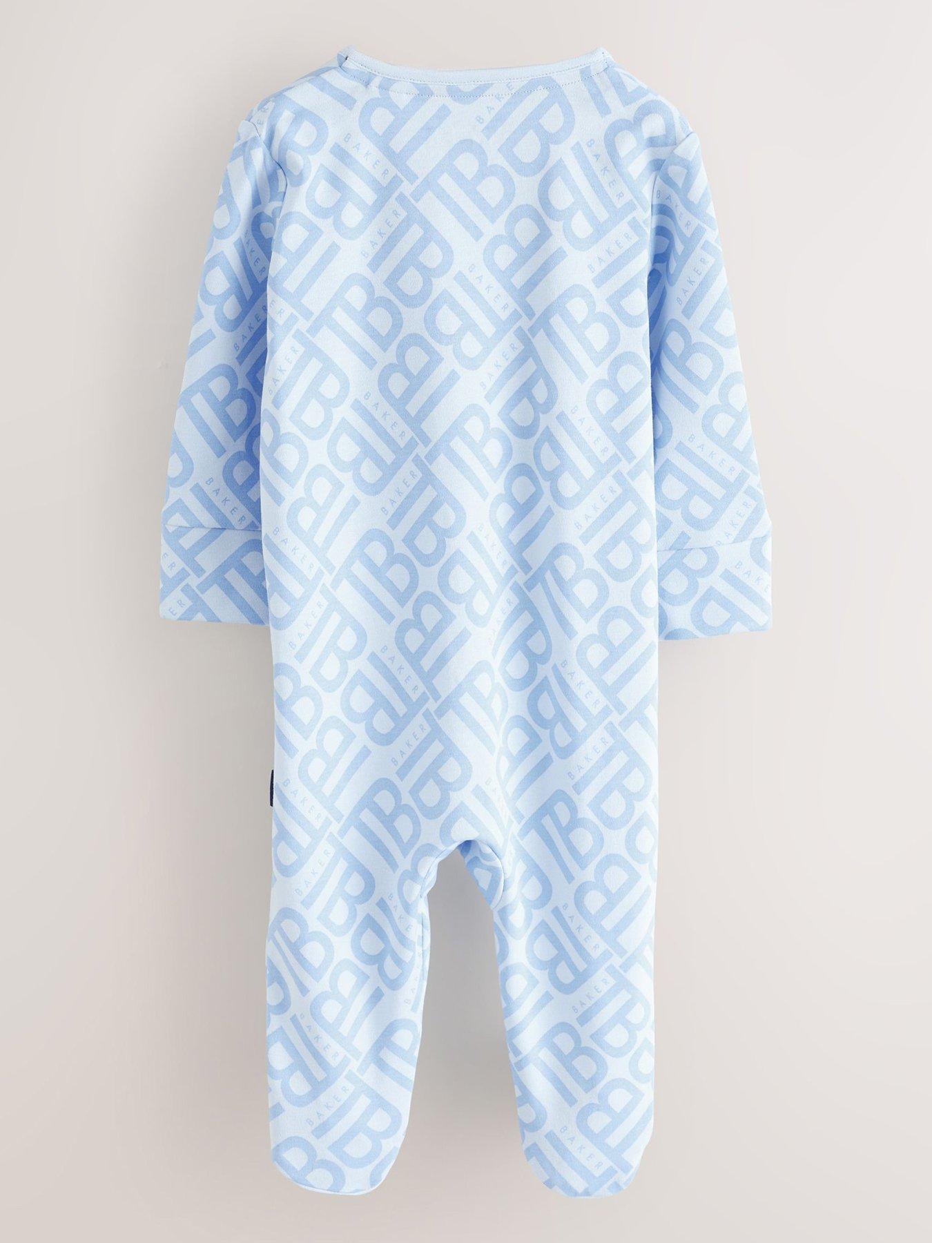 Image 2 of 6 of Ted Baker Baby Boys Sleepsuit, Hat And Bib Set - Blue