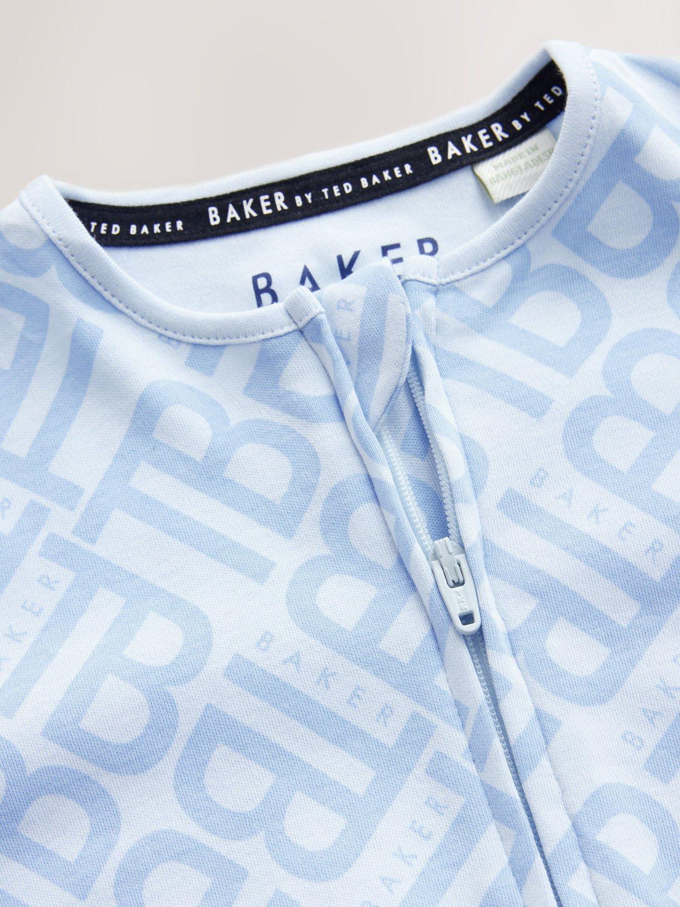 Image 3 of 6 of Ted Baker Baby Boys Sleepsuit, Hat And Bib Set - Blue