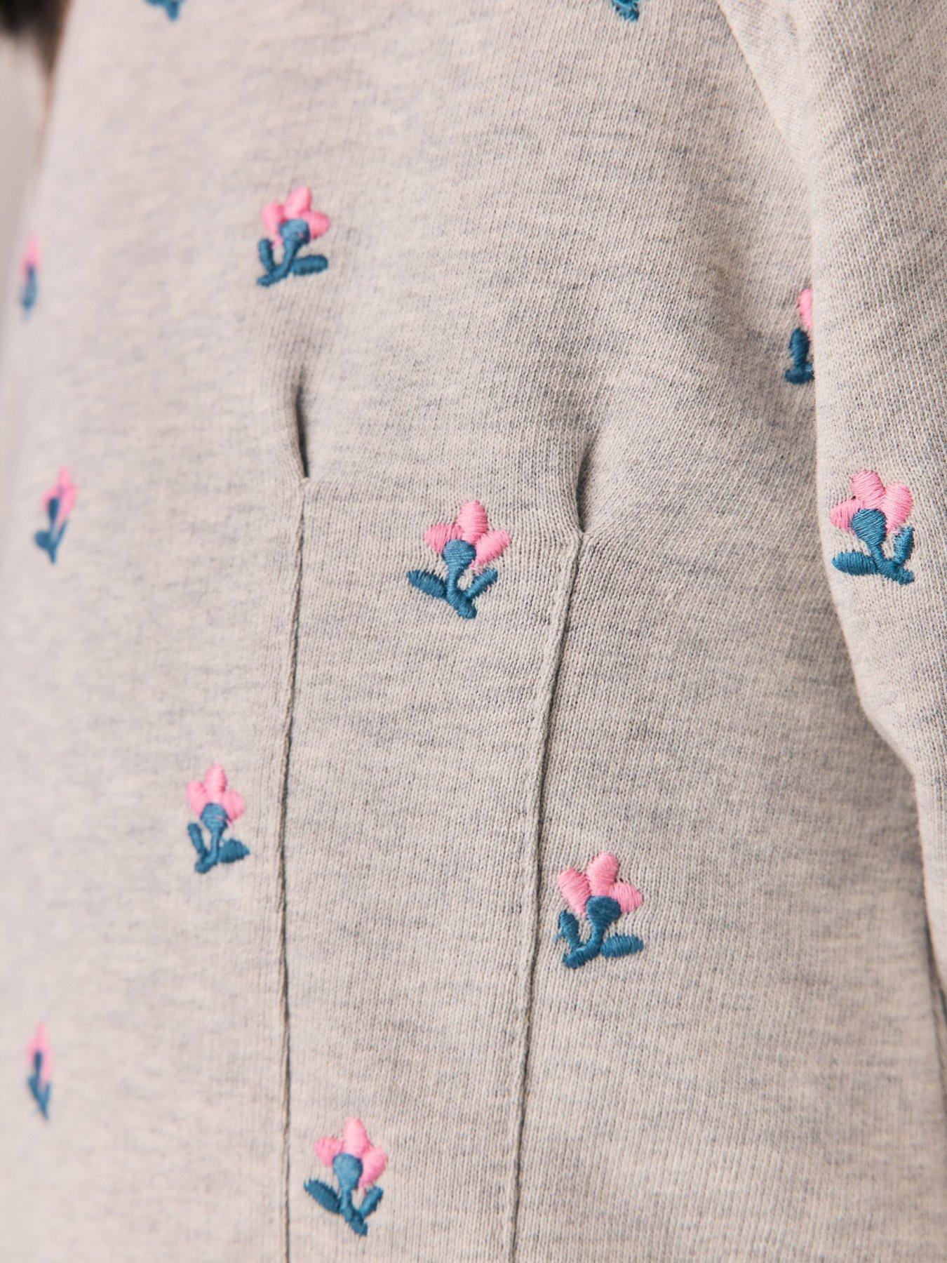 Image 4 of 7 of Laura Ashley Girls Embroidered Floral Sweatshirt Set - Grey