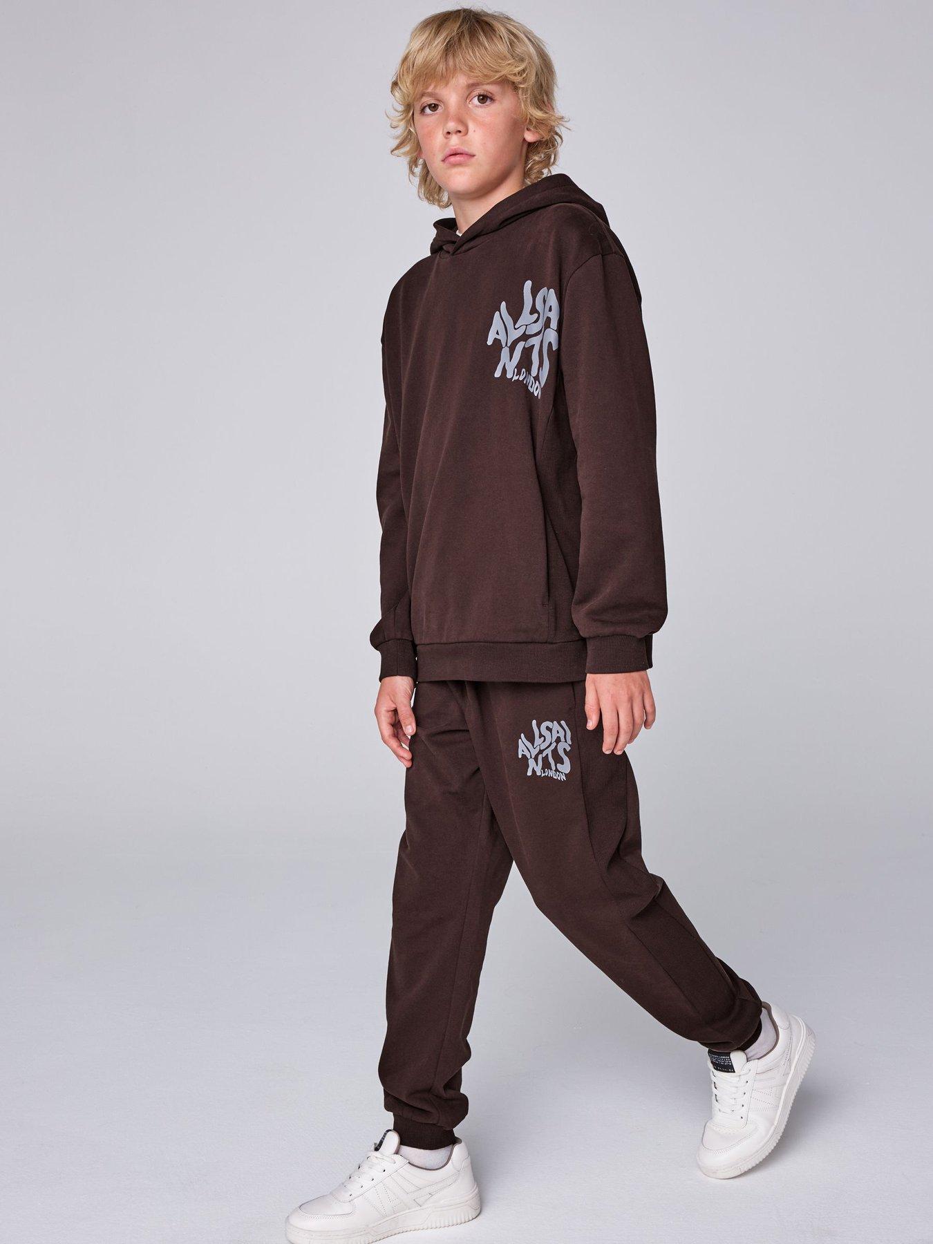Image 1 of 7 of smALLSAINTS Orlando Oversized Hoddie And Jogger Set - Dark Brown