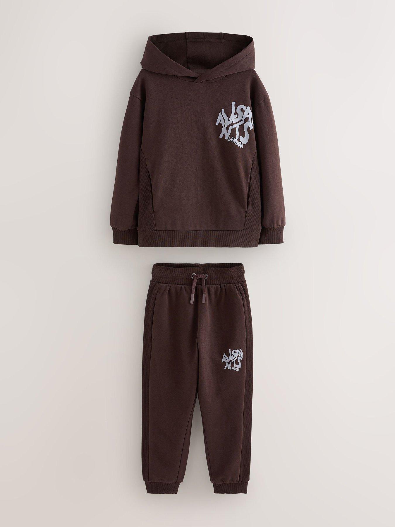 Image 6 of 7 of smALLSAINTS Orlando Oversized Hoddie And Jogger Set - Dark Brown