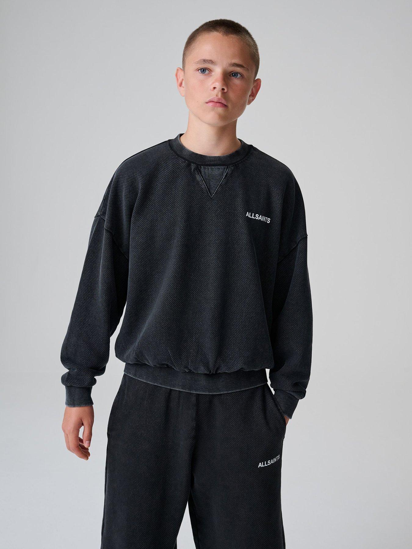 Image 2 of 7 of smALLSAINTS Boys Textured Sweatshirt And Joggers Set - Washed Black