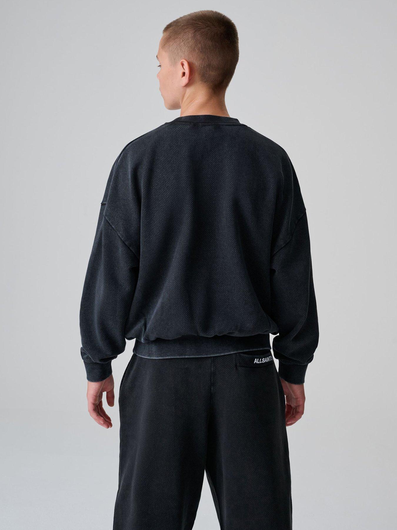 Image 3 of 7 of smALLSAINTS Boys Textured Sweatshirt And Joggers Set - Washed Black