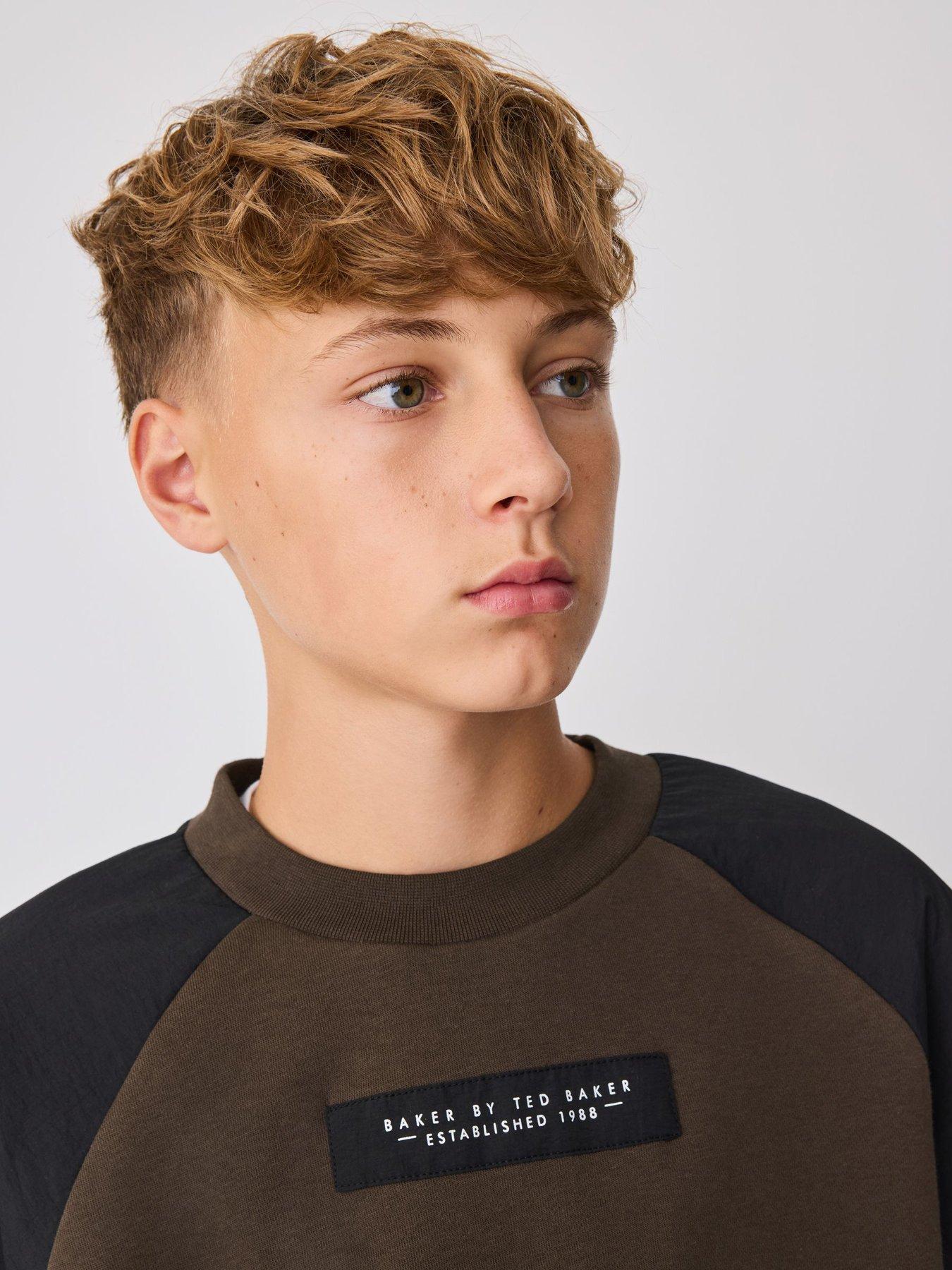 Image 5 of 6 of Ted Baker Boys Oversized Nylon Sweatshirt And Joggers Set - Brown/black