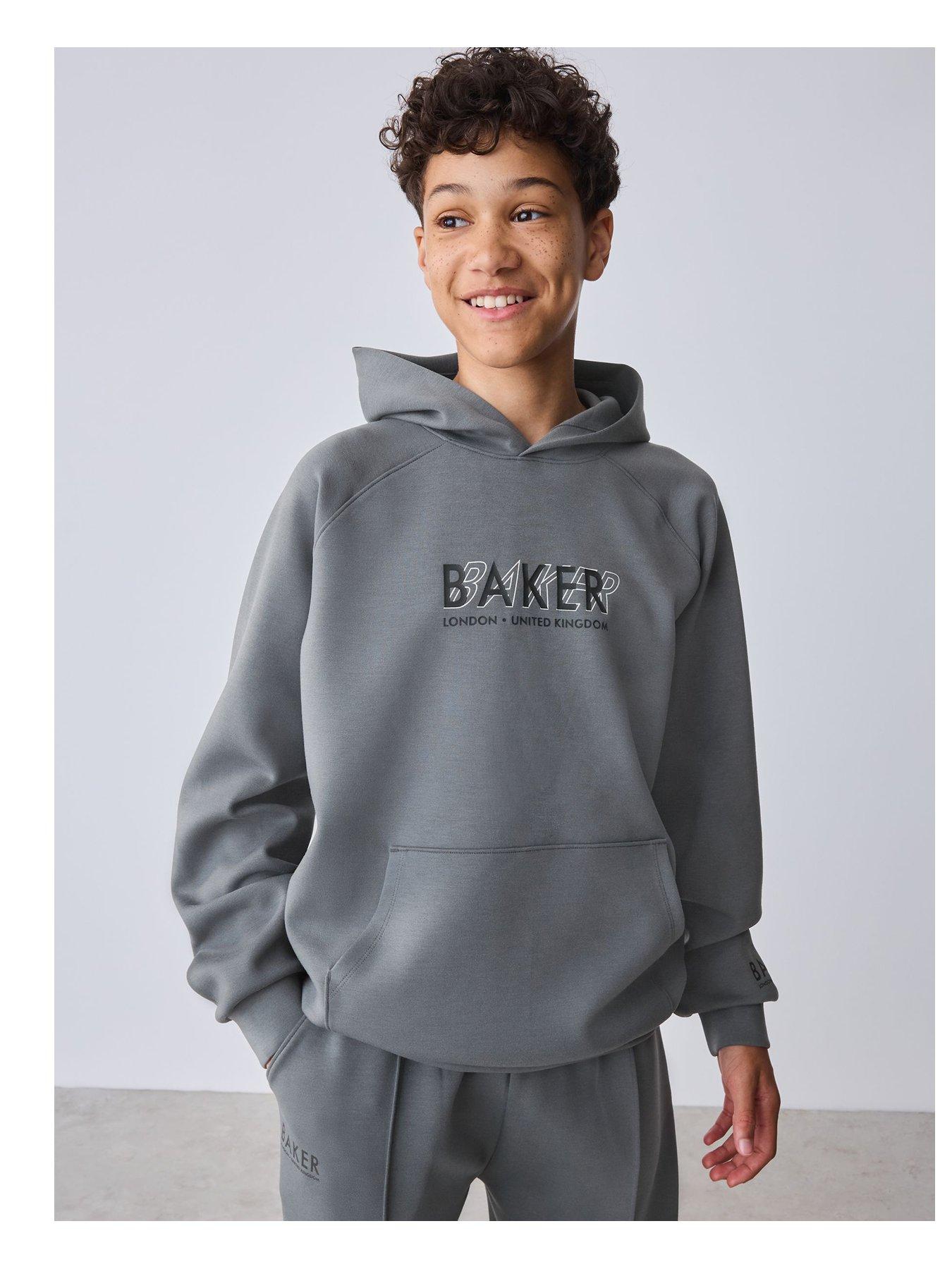Image 3 of 7 of Ted Baker Boys Oversized Scuba Hoodie And Joggers Set - Charcoal Grey