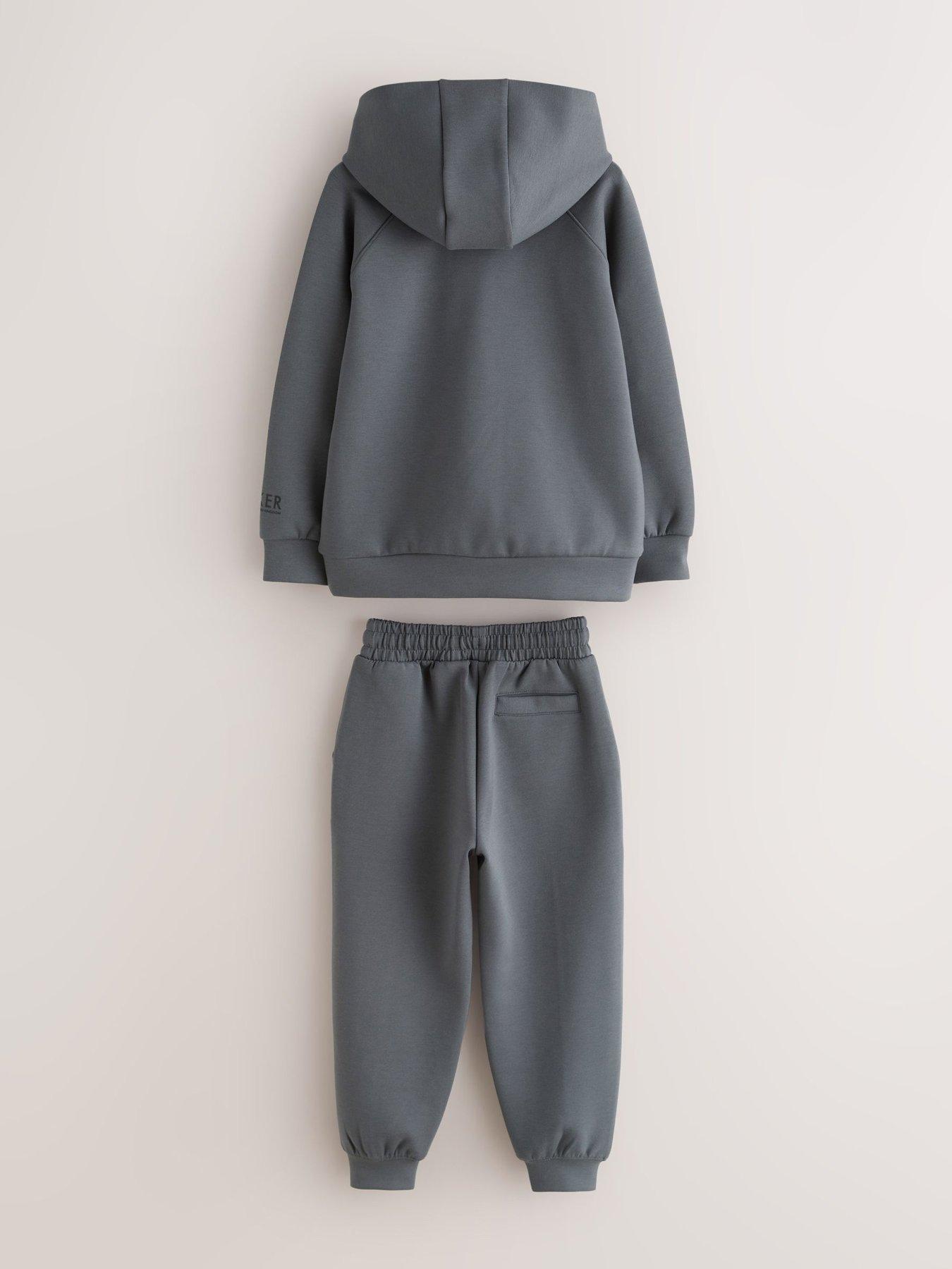 Image 6 of 7 of Ted Baker Boys Oversized Scuba Hoodie And Joggers Set - Charcoal Grey