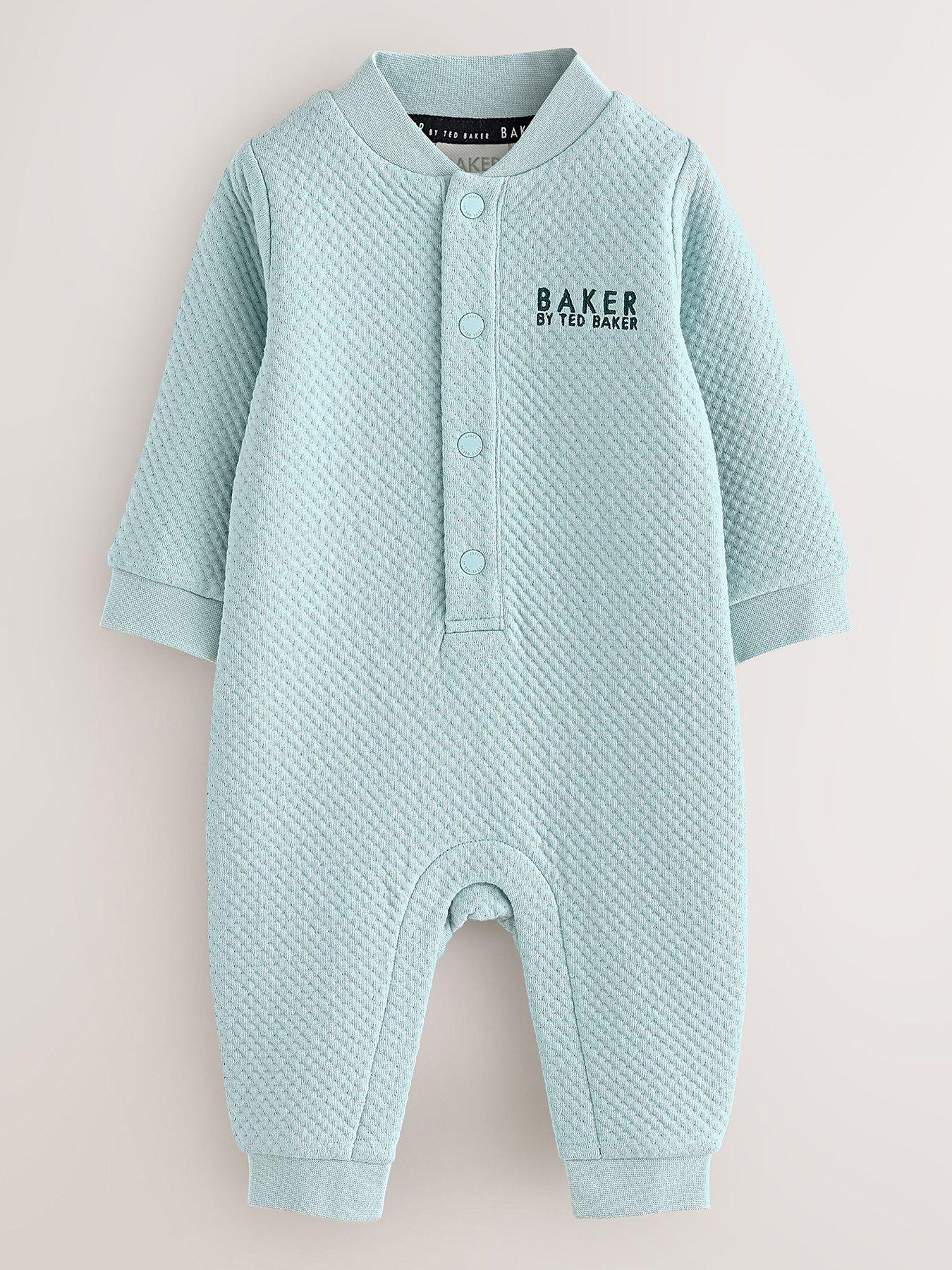 Image 1 of 6 of Ted Baker baby Boys Textured Microquilt Romper - Green
