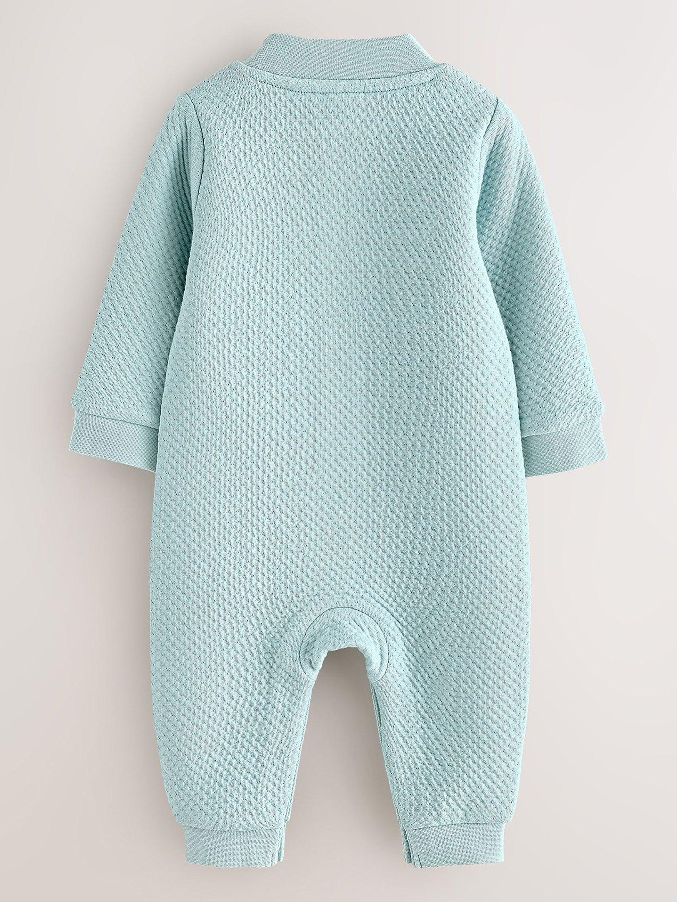 Image 2 of 6 of Ted Baker baby Boys Textured Microquilt Romper - Green