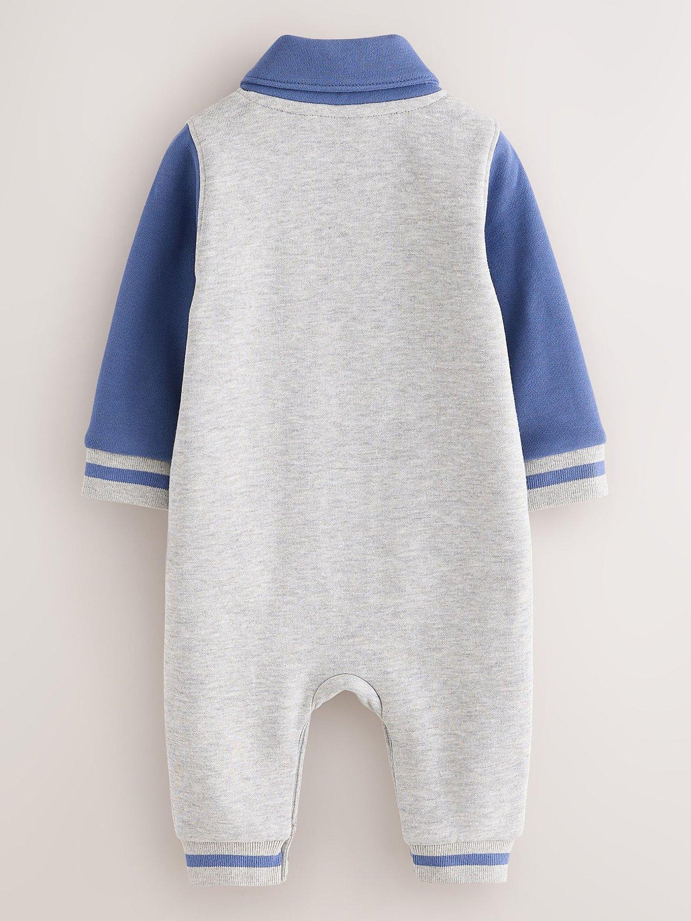 Image 2 of 6 of Ted Baker Baby Boys Varsity Romper - Grey/blue