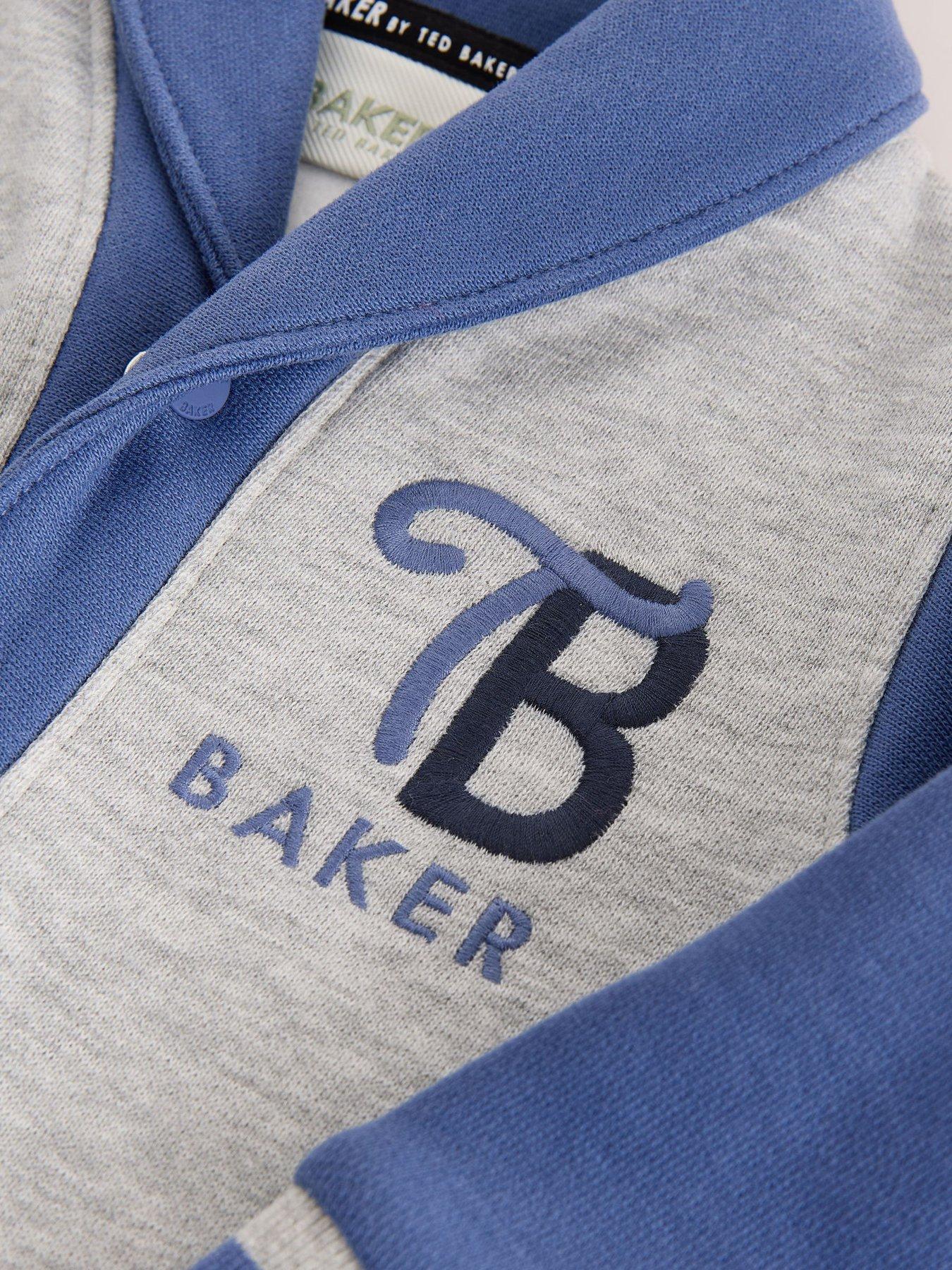 Image 5 of 6 of Ted Baker Baby Boys Varsity Romper - Grey/blue