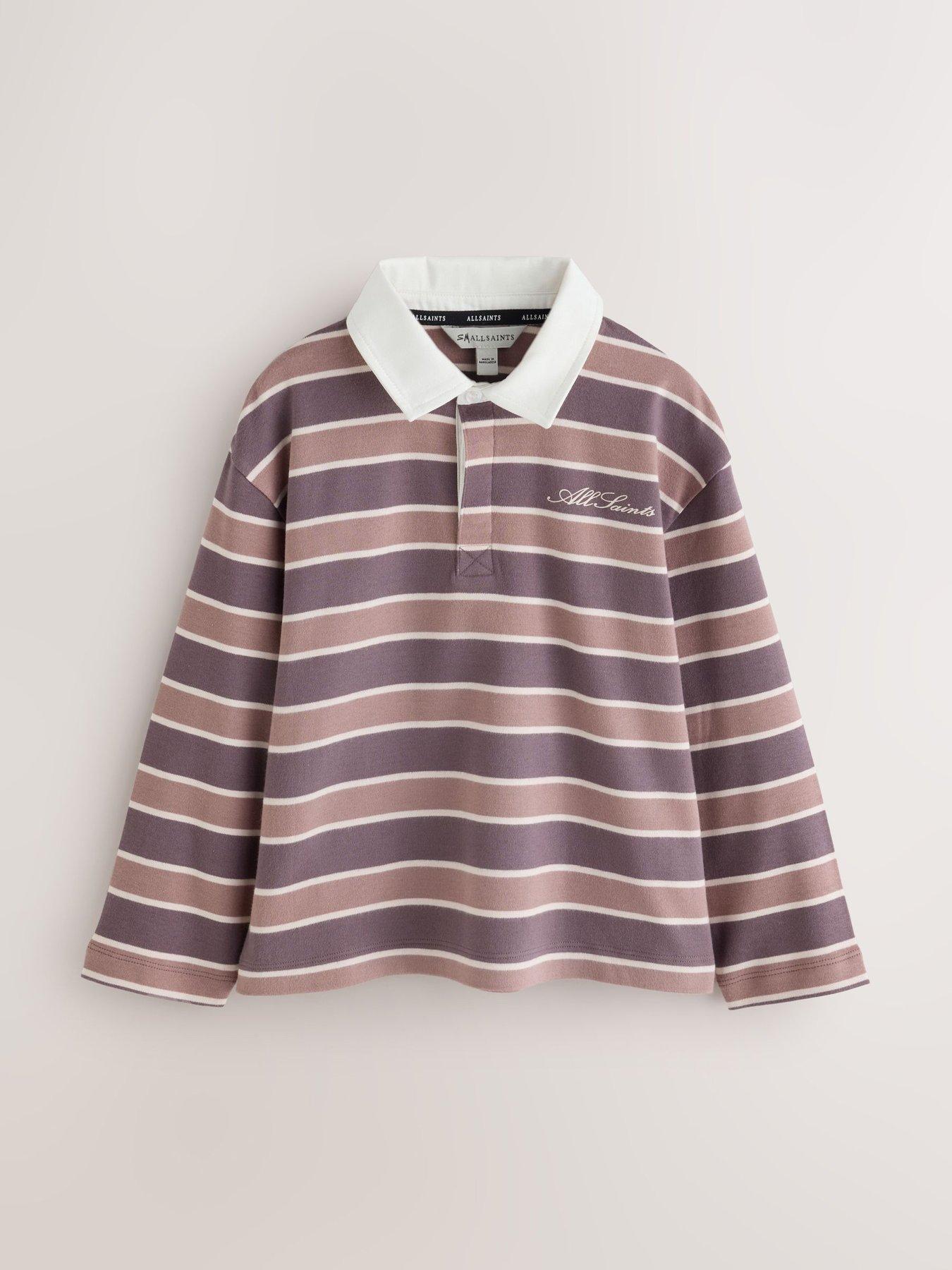 Image 5 of 7 of smALLSAINTS Girls Multi Script Logo Stripe Collared Rugby Shirt - Multi