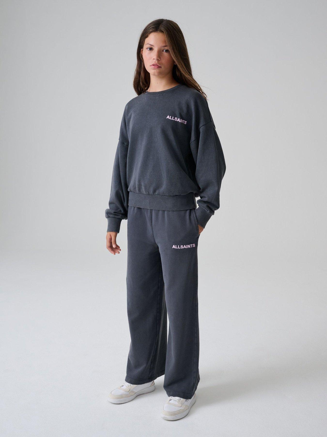 Image 1 of 4 of smALLSAINTS Girls Washed Logo Sweatshirt &amp; Jogger Set - Black