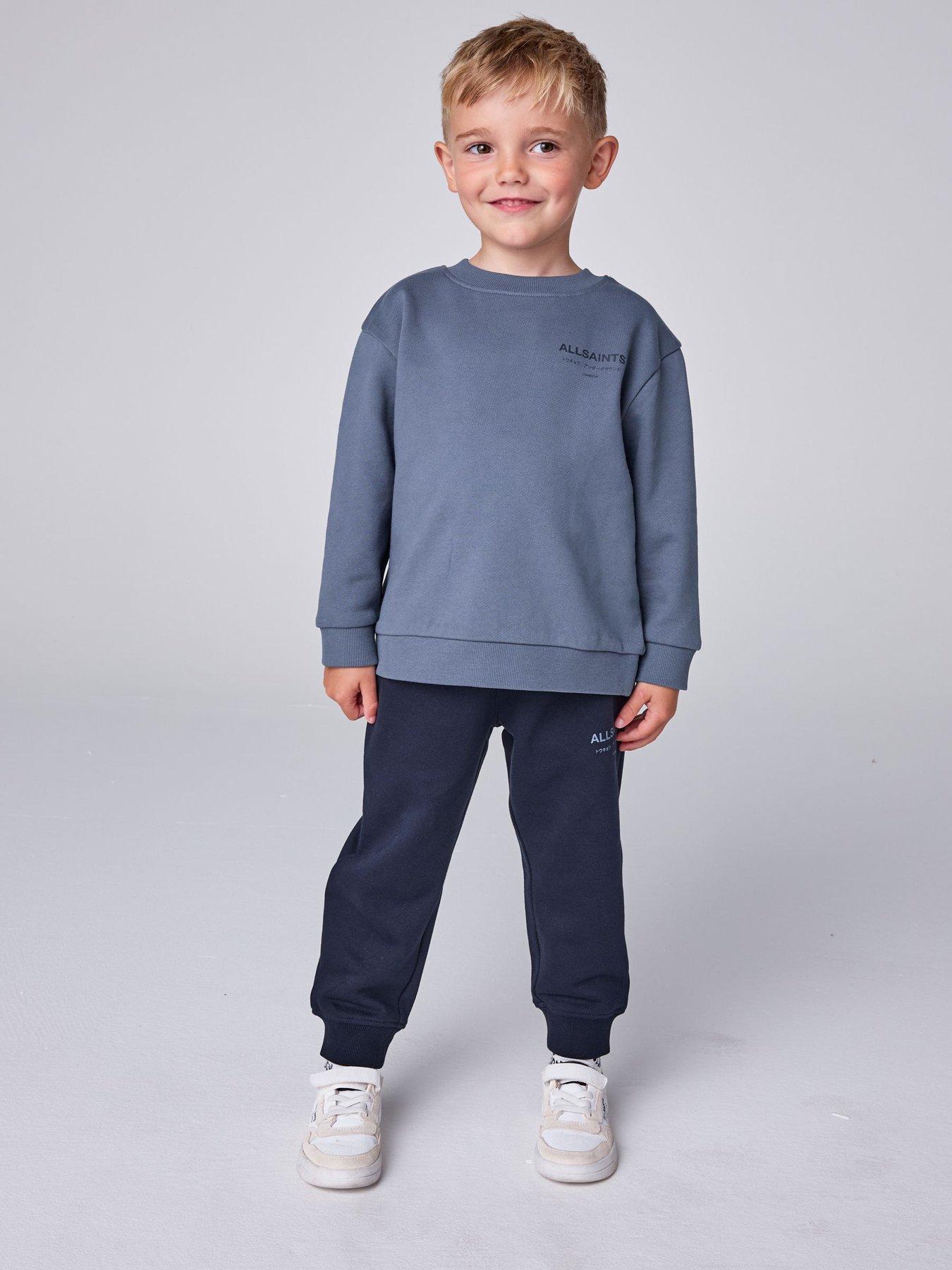 Image 1 of 7 of smALLSAINTS Younger Boys Underground Oversized Sweatshirt And Joggers Set - Blue