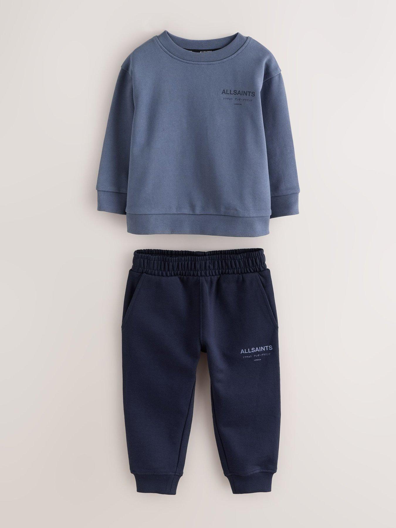 Image 6 of 7 of smALLSAINTS Younger Boys Underground Oversized Sweatshirt And Joggers Set - Blue