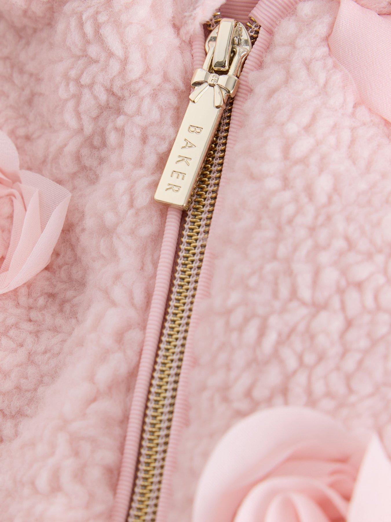 Image 4 of 6 of Ted Baker Baby Girls 3d Corsage Borg Pramsuit - Pink