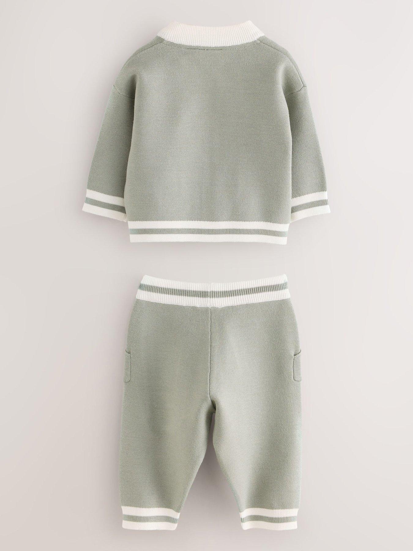 Image 2 of 7 of Ted Baker Boys 3 Piece Knitted Varsity Cardigan T-Shirt Joggers Set - Grey