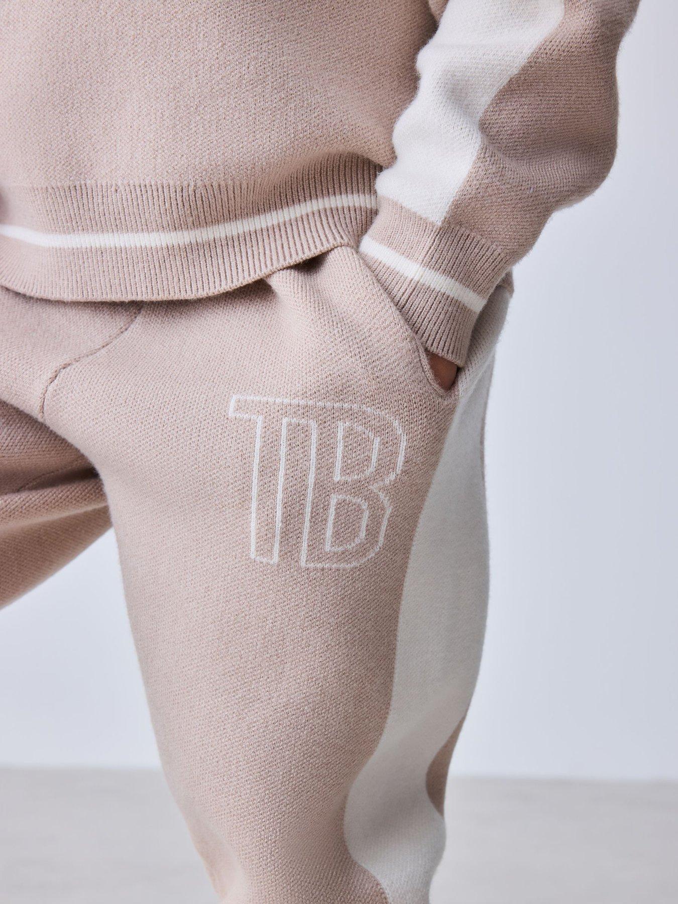 Image 4 of 7 of Ted Baker Boys Colourblock Knitted Sweat Top &amp; Joggers Set - Beige