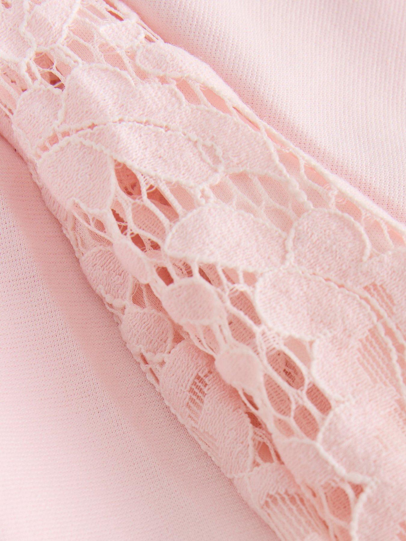 Image 5 of 7 of Ted Baker Girls Lace Collar Pleated Ponte Dress - Pink