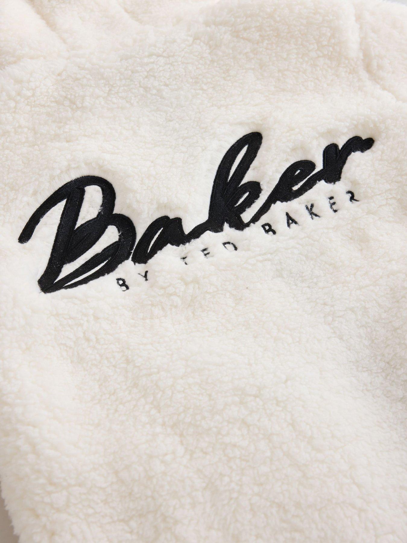 Image 5 of 7 of Ted Baker Girls Oversized Borg Fleece Hooded Jacket - Off White