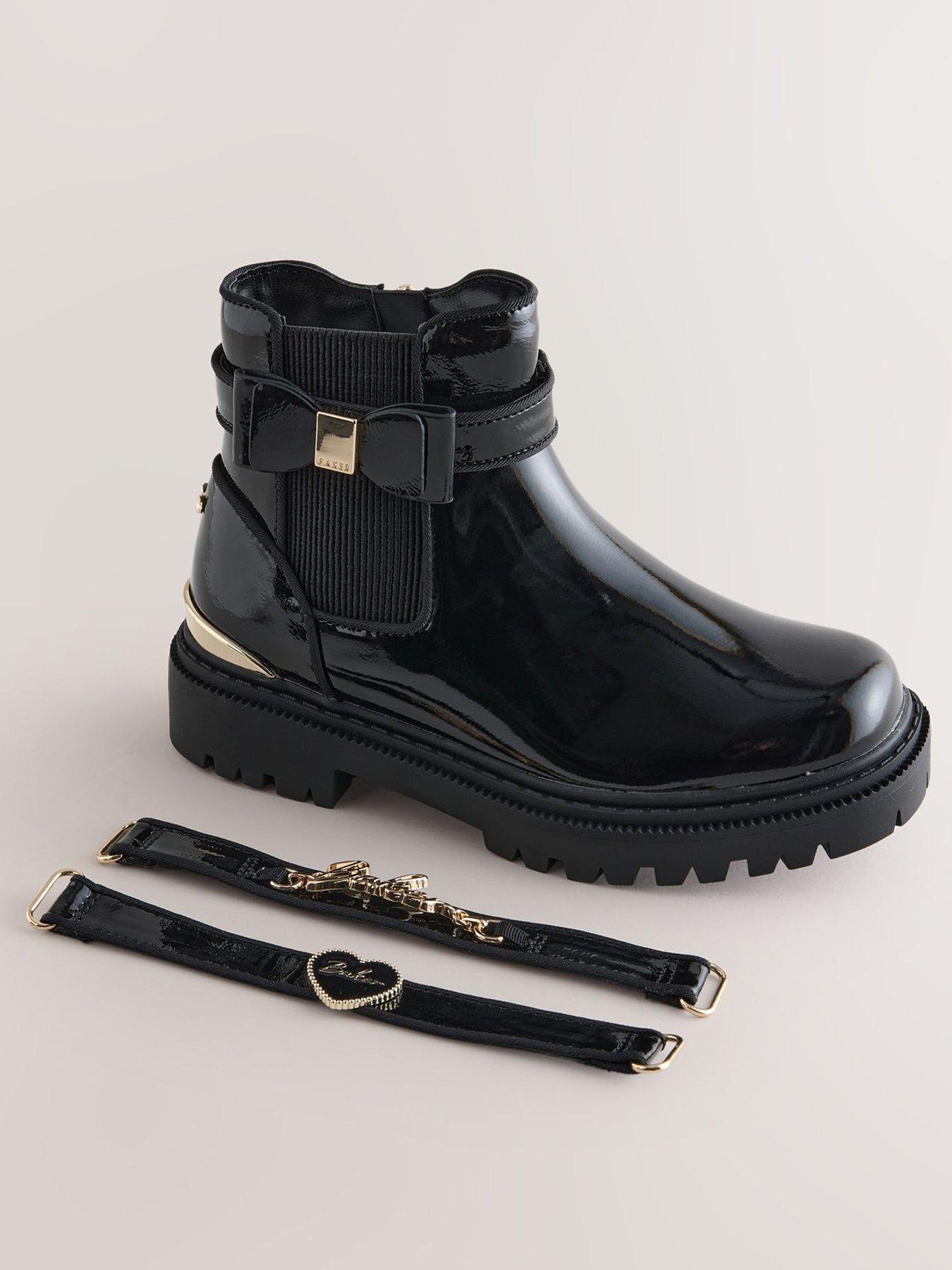 Image 2 of 7 of Baker by Ted Baker Girls Patent-Look Chunky Sole Chelsea Boots - Black