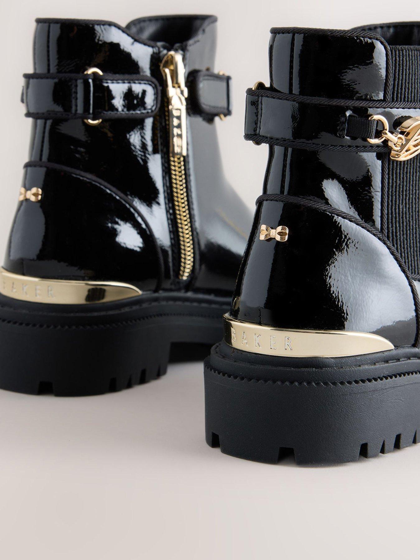 Image 3 of 7 of Baker by Ted Baker Girls Patent-Look Chunky Sole Chelsea Boots - Black