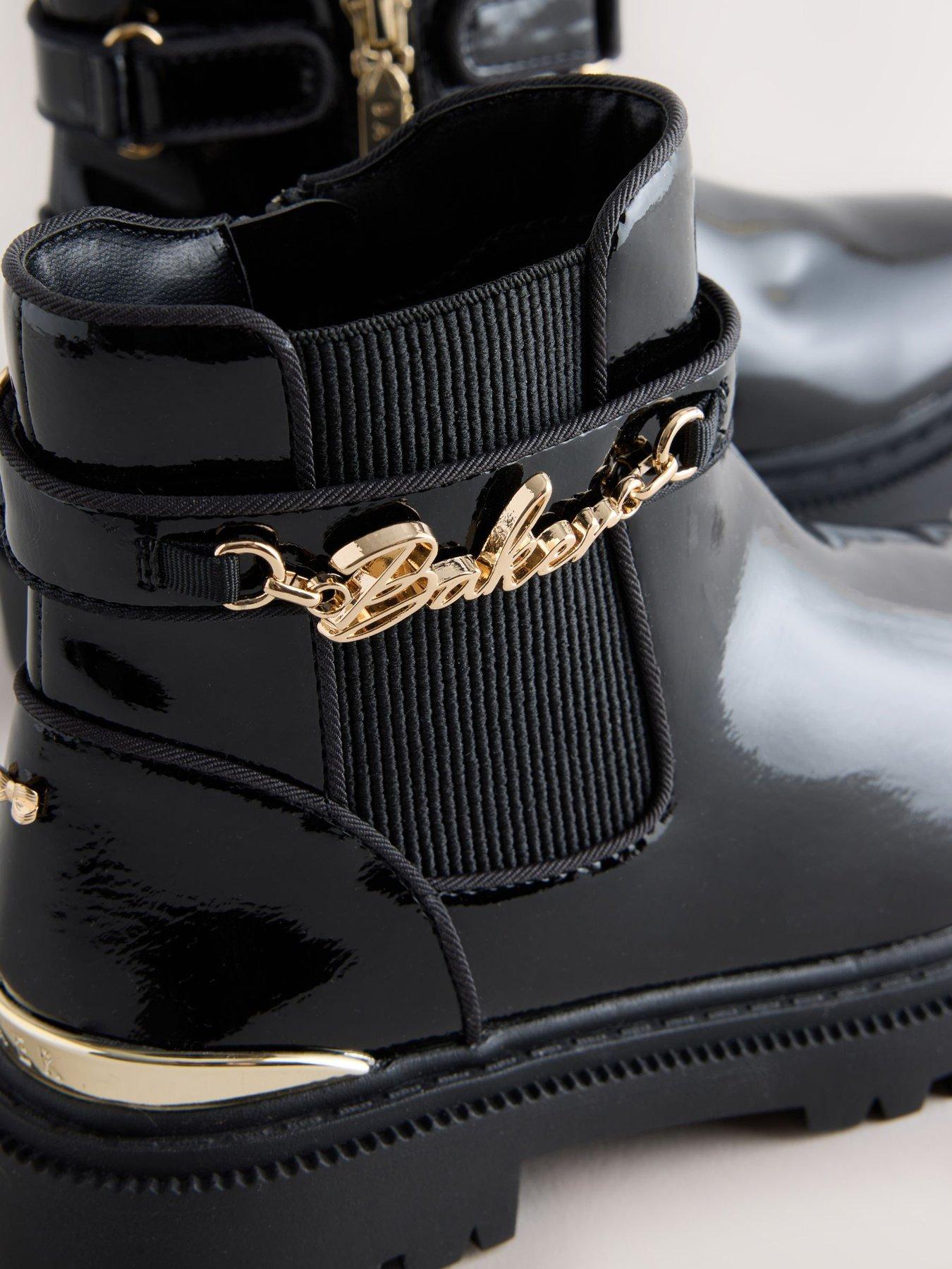 Image 6 of 7 of Baker by Ted Baker Girls Patent-Look Chunky Sole Chelsea Boots - Black